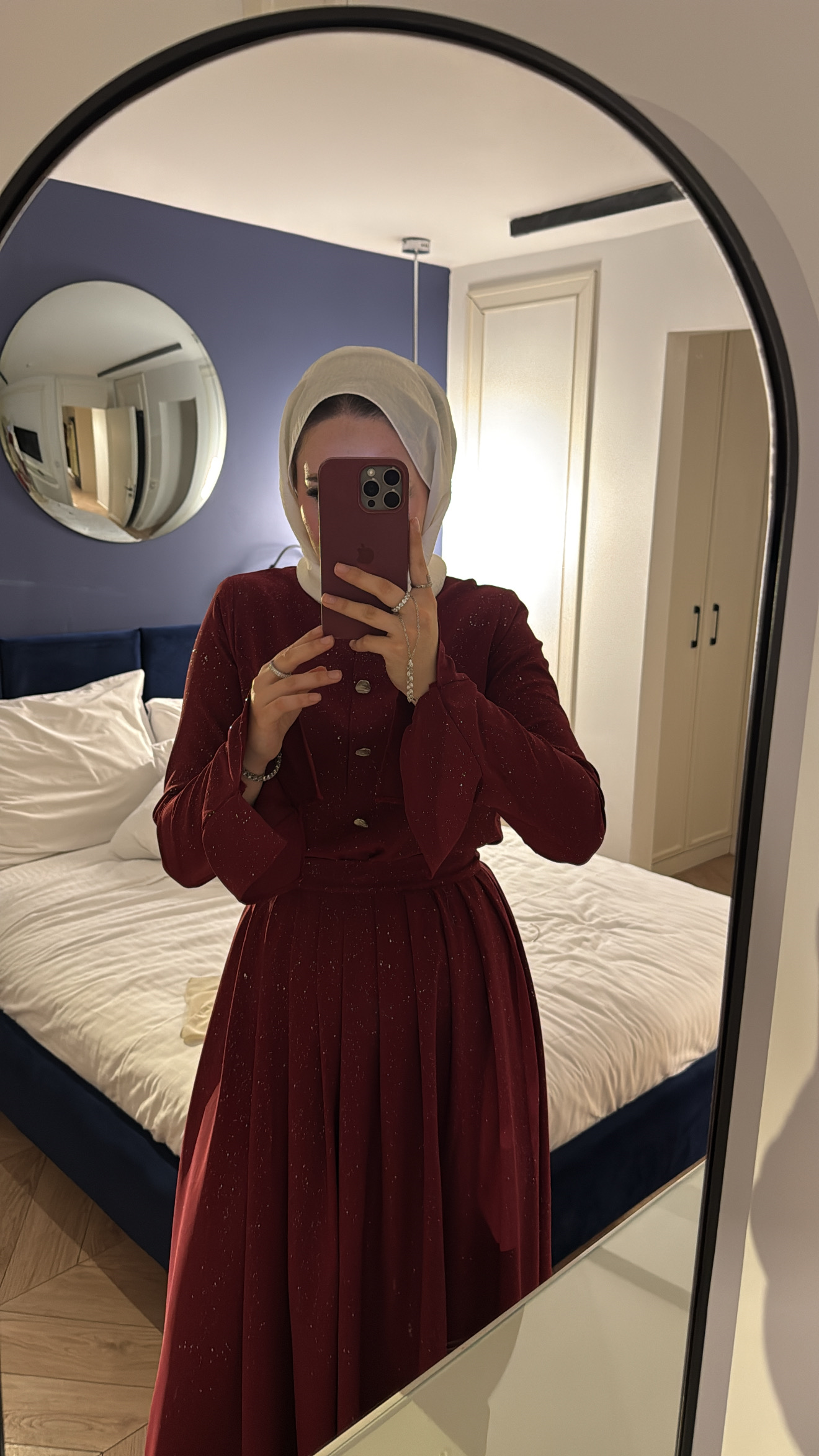 Aysa Simli Etekli Takım - Vişne