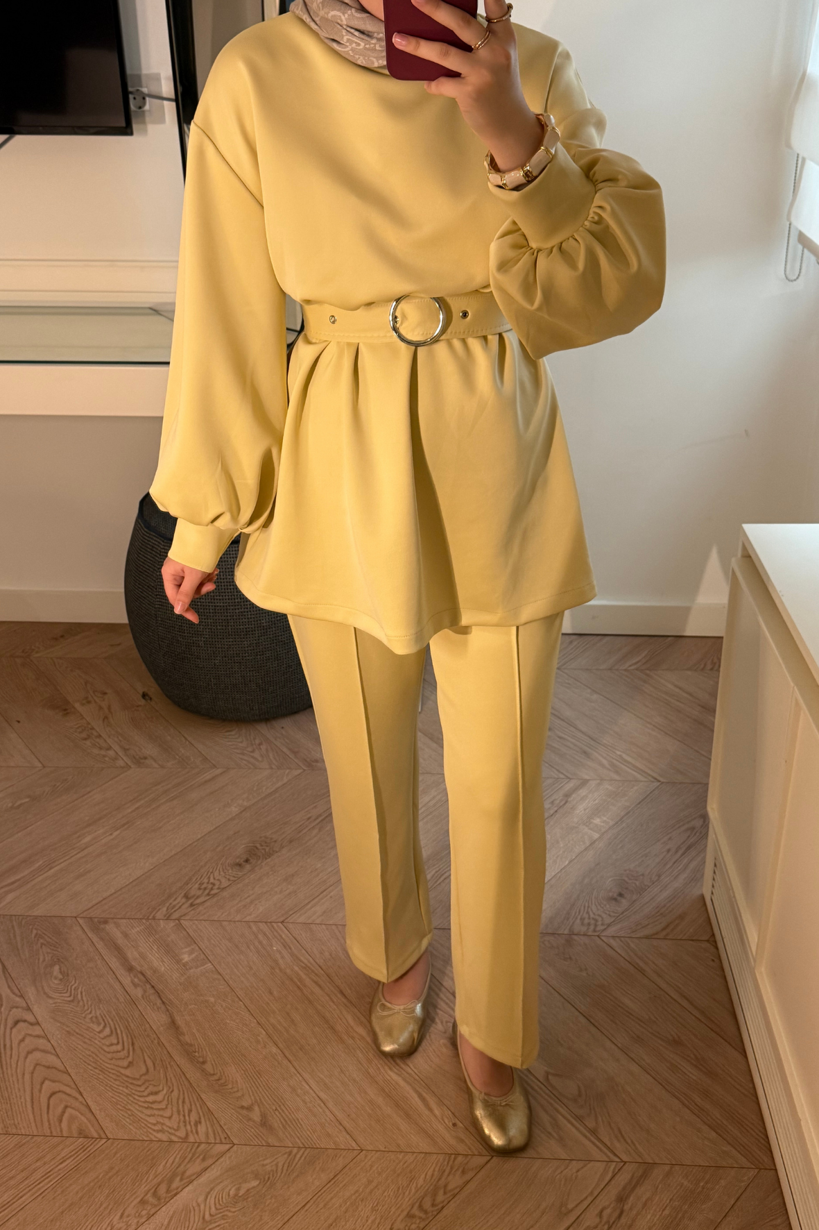 Azel Kemerli Scuba Takım-butter Yellow