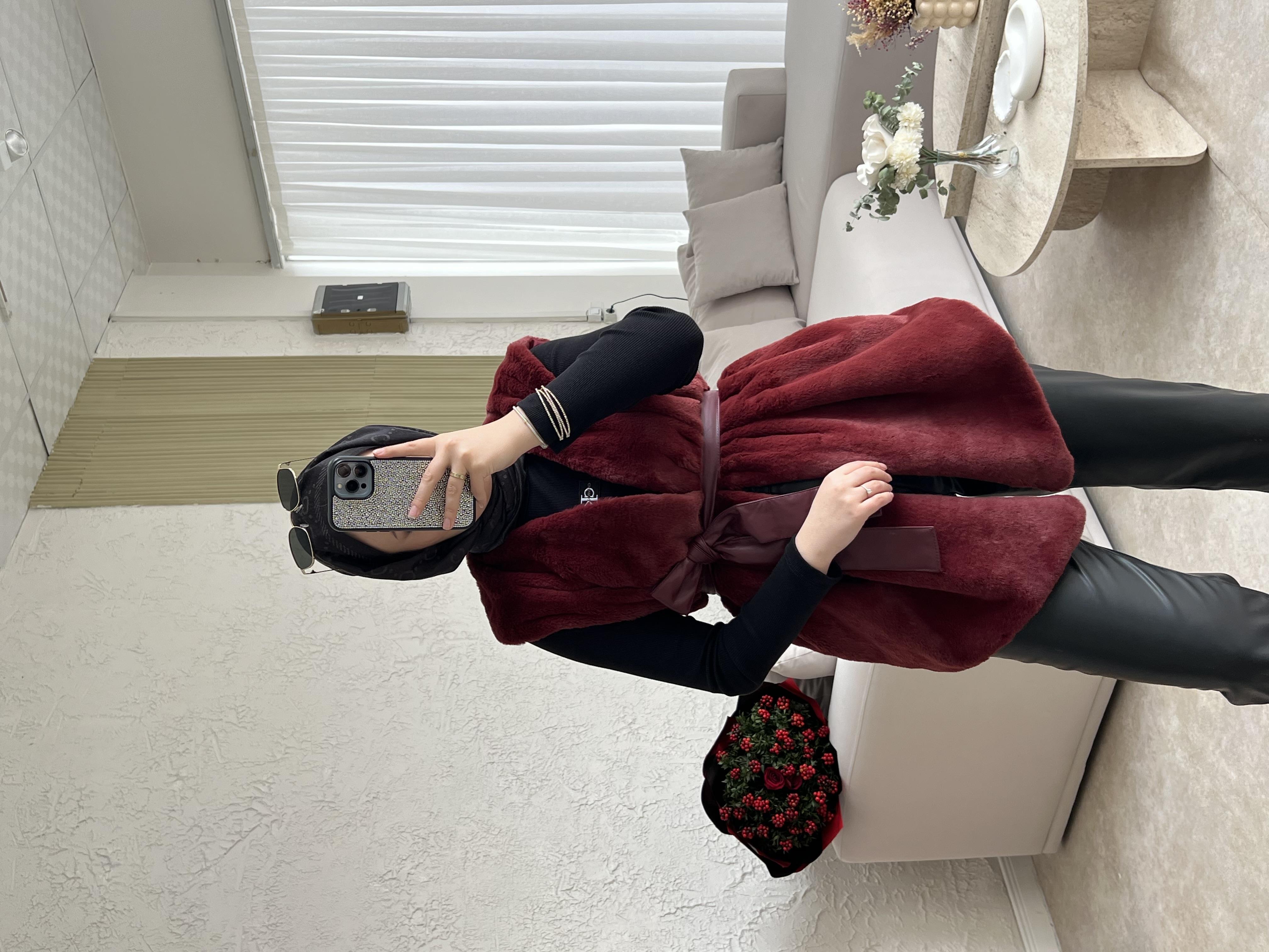Angora yelek -bordo - vakronline