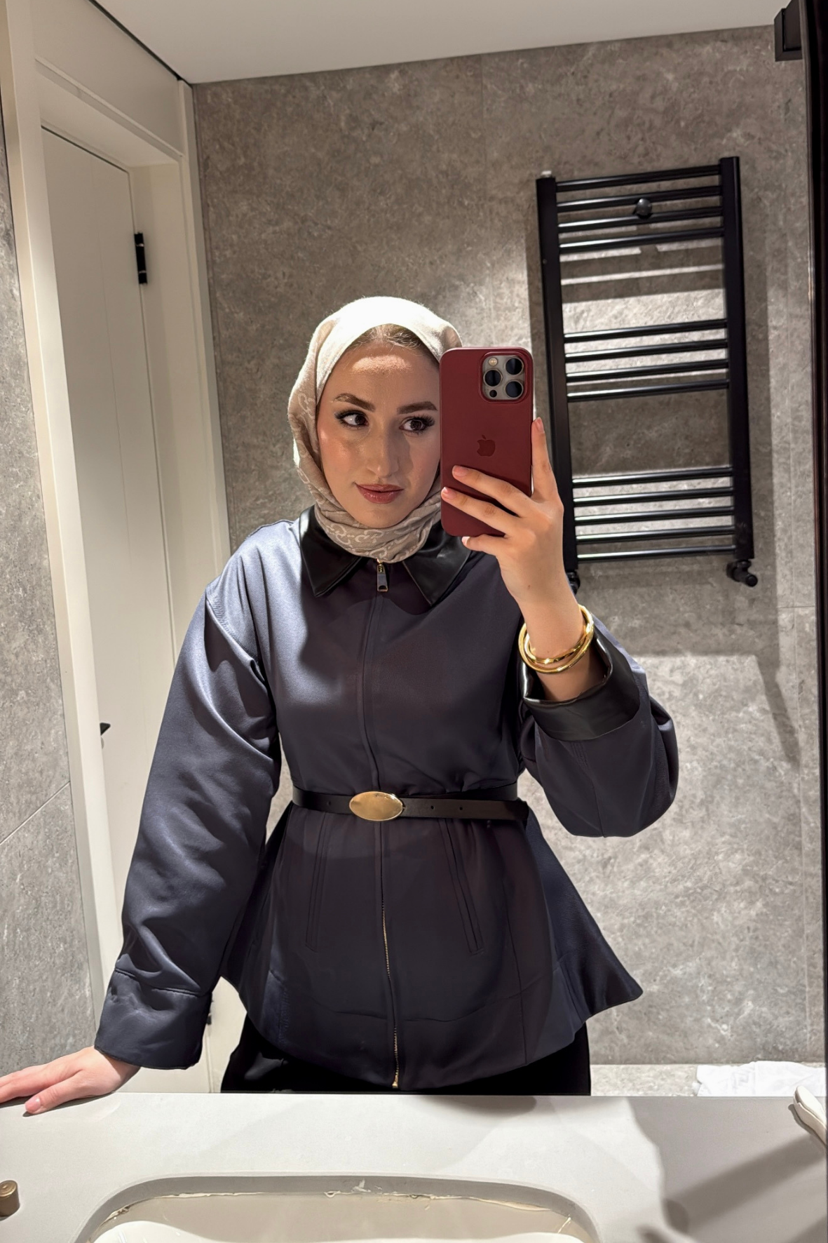 Barbour Bel Detaylı Deri Yakalı Trençkot-Antrasit