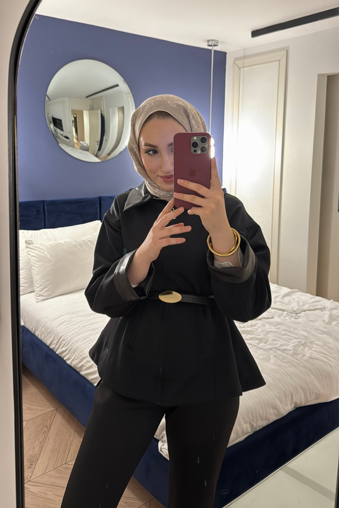 Barbour Bel Detaylı Deri Yakalı Trençkot-Siyah