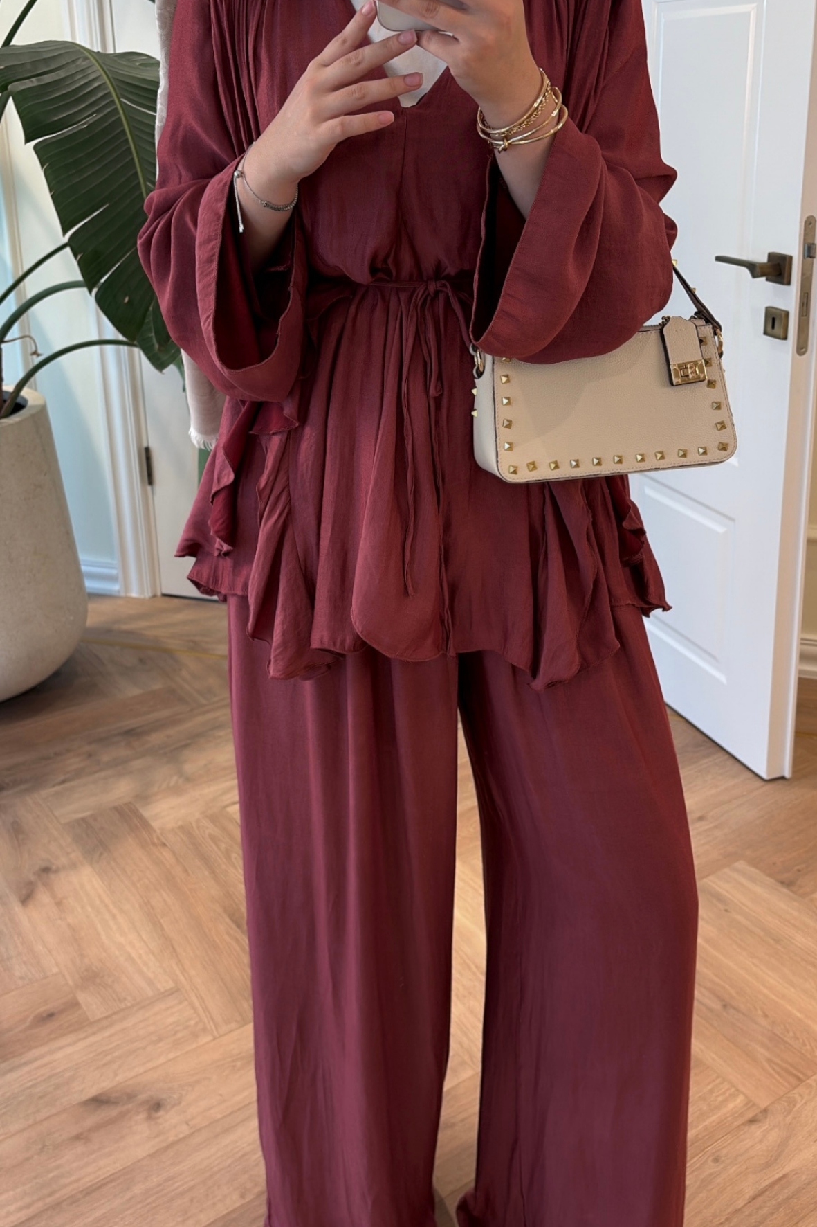 Batik Pantolonlu Takım-Bordo