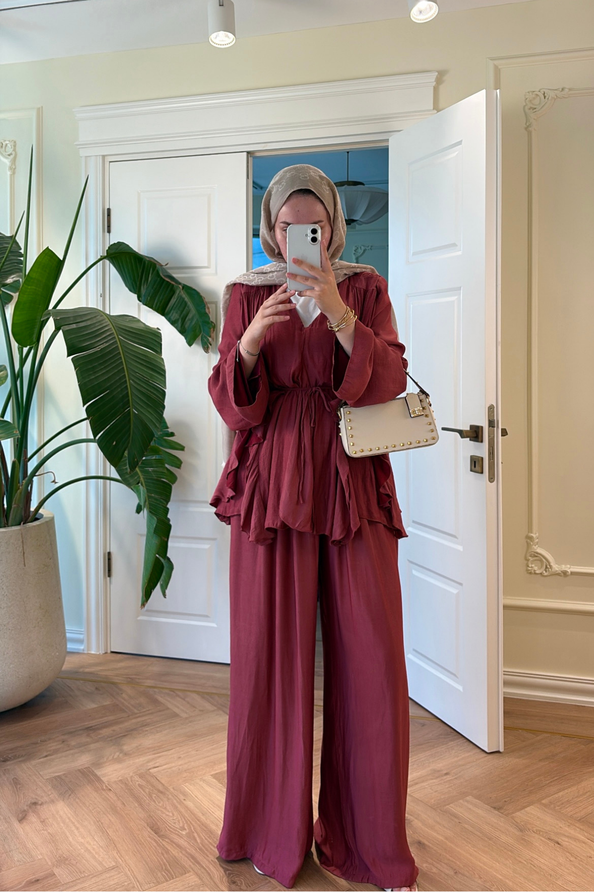 Batik Pantolonlu Takım-Bordo