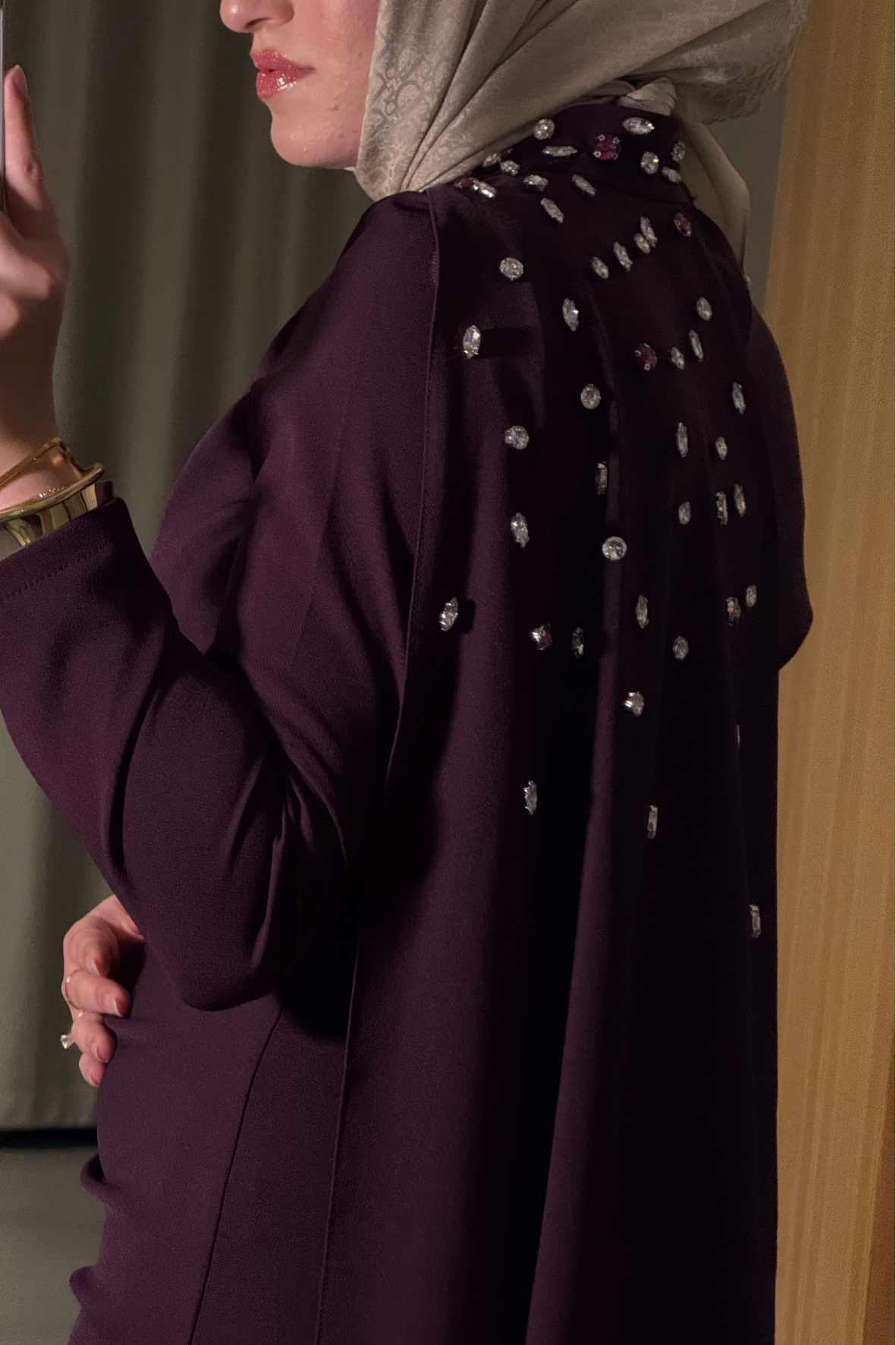 Mariana taşlı özel seri elbise  -burgonya  - Vakronline