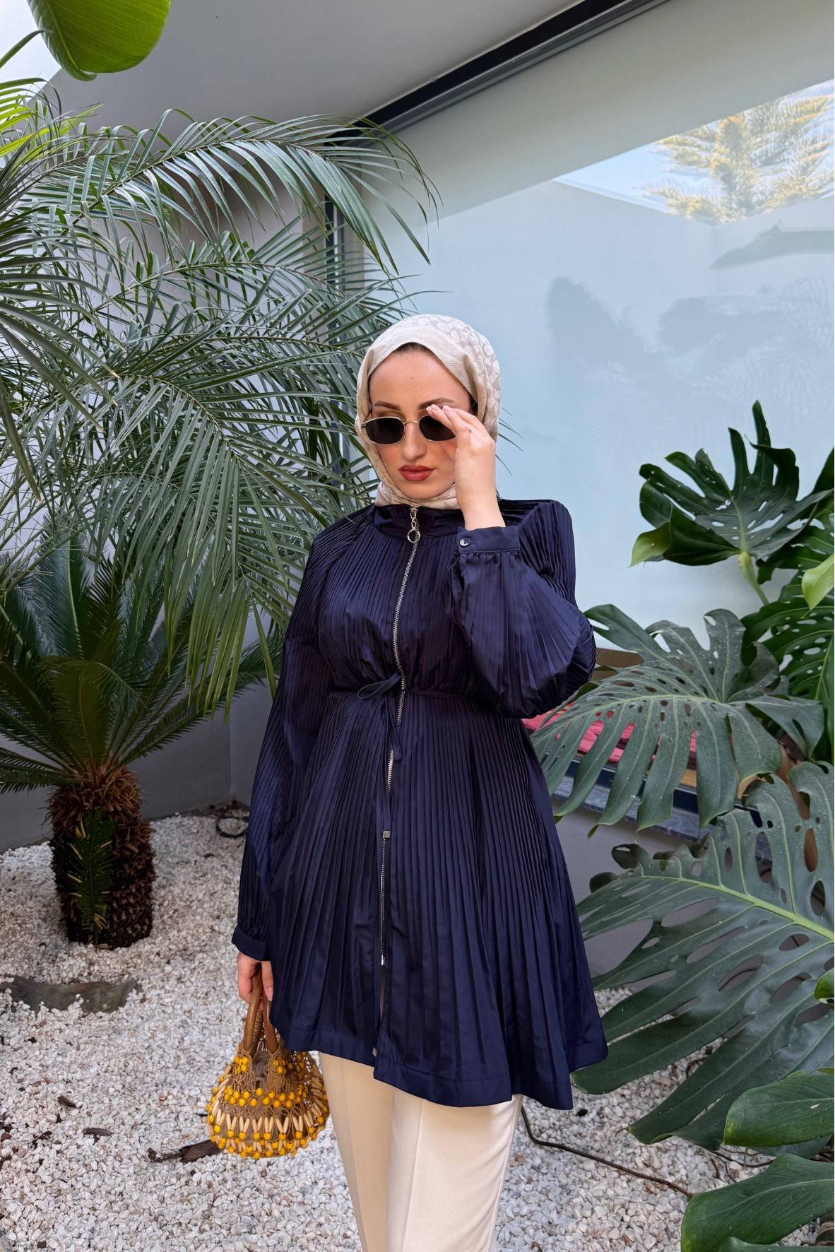 Micro piliseli trenç kap-lacivert - vakronline