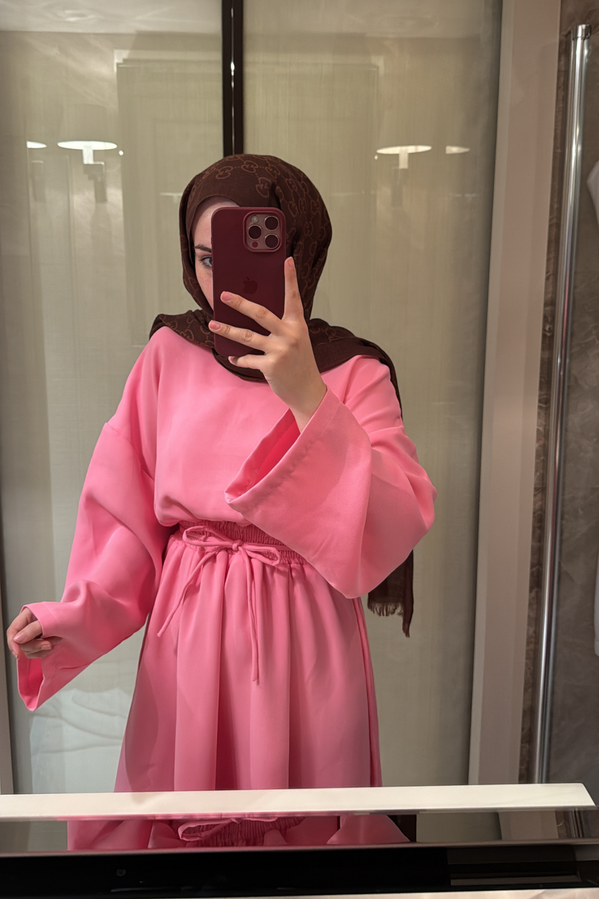 Bella Beli Lastik Büzgülü Elbise-Pembe