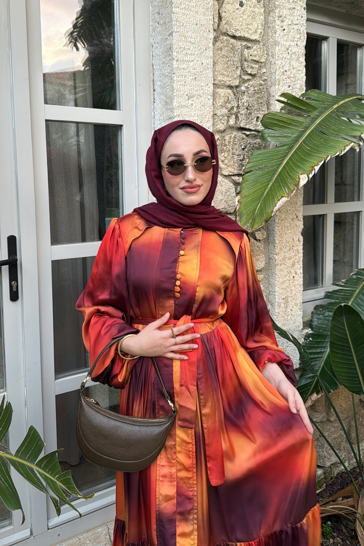 Blanche Düğme Detaylı Elbise - Turuncu