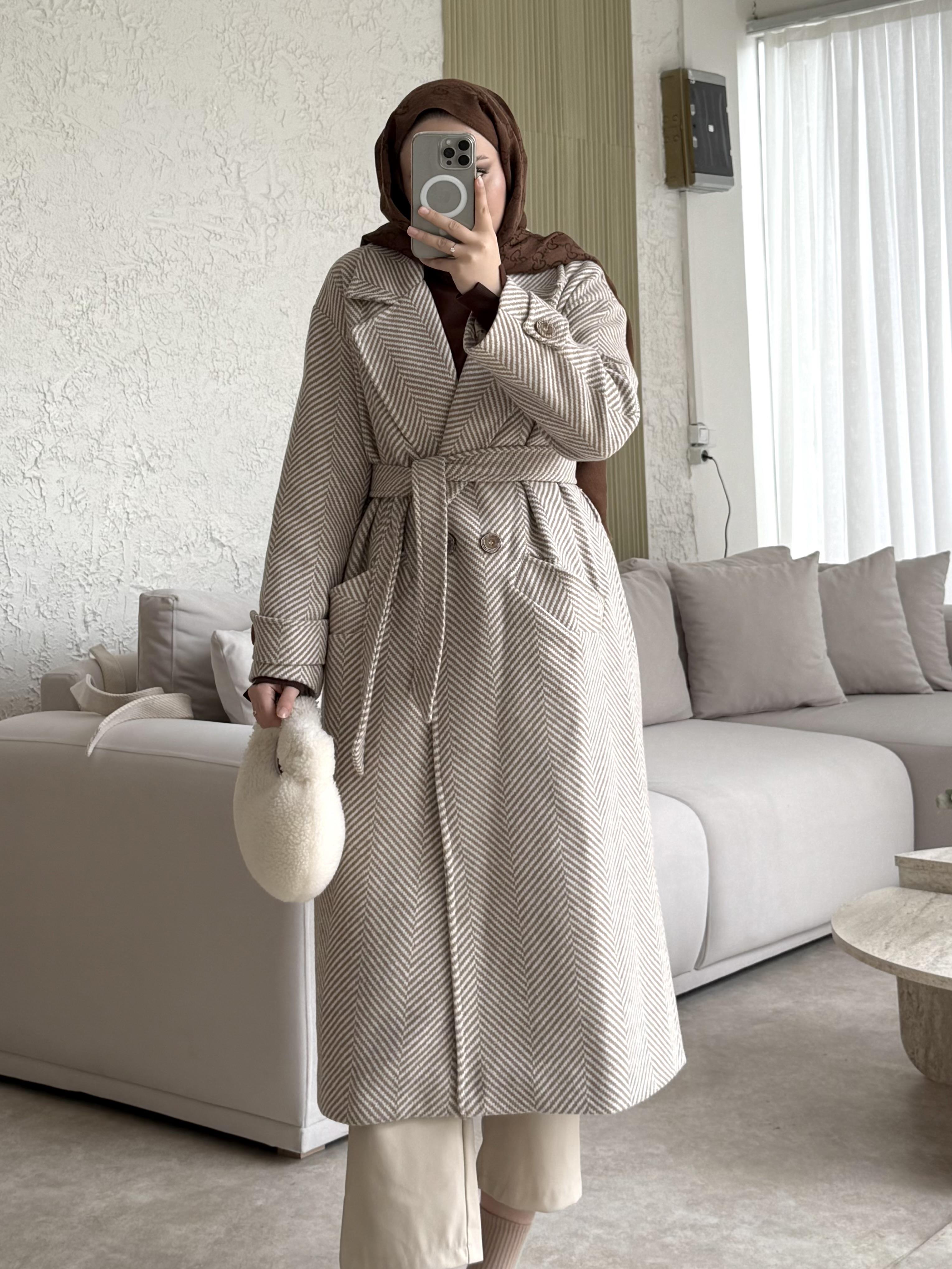 Massimo model kaşe kaban -bej - vakronline