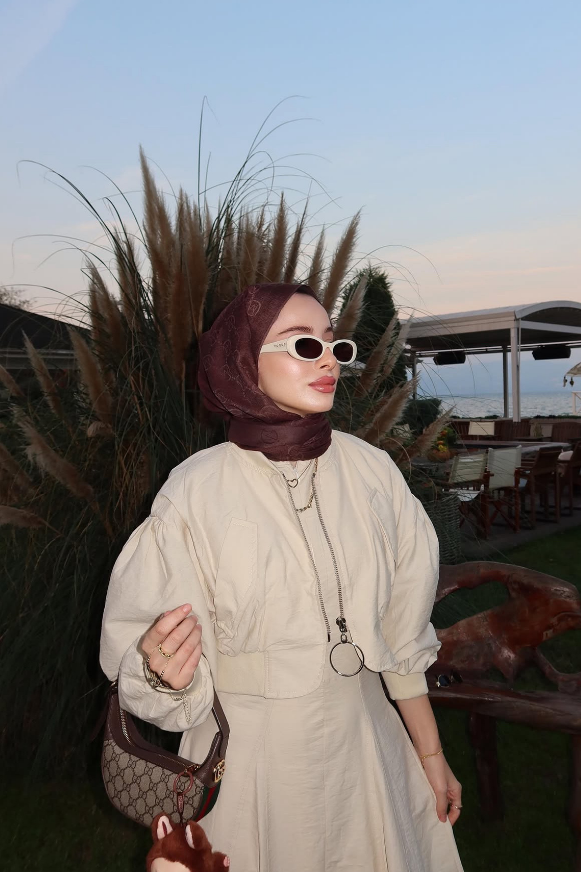 Ceketli Jile elbise - Taş