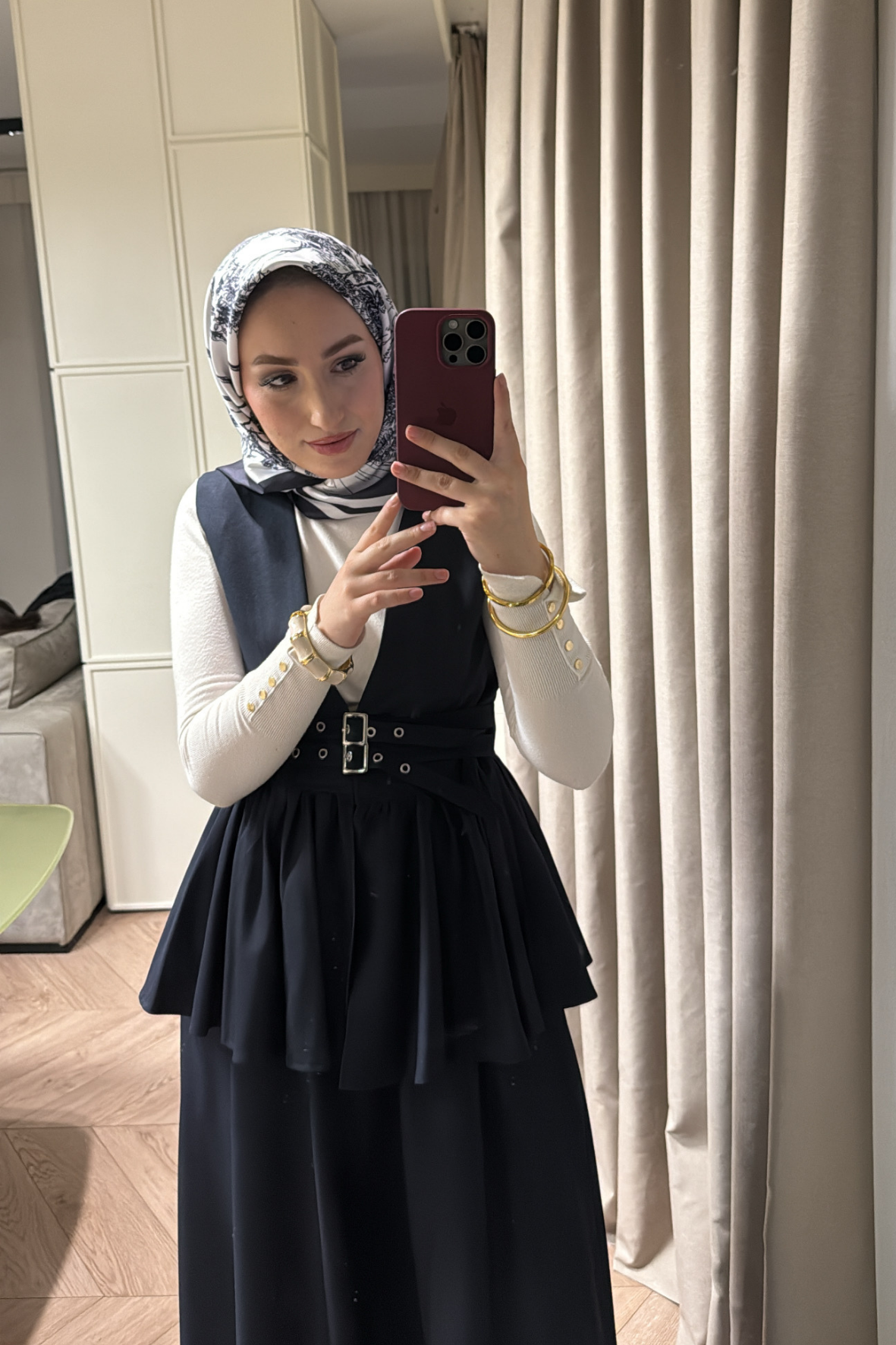 Çift Kemerli Etekli Takım-Lacivert