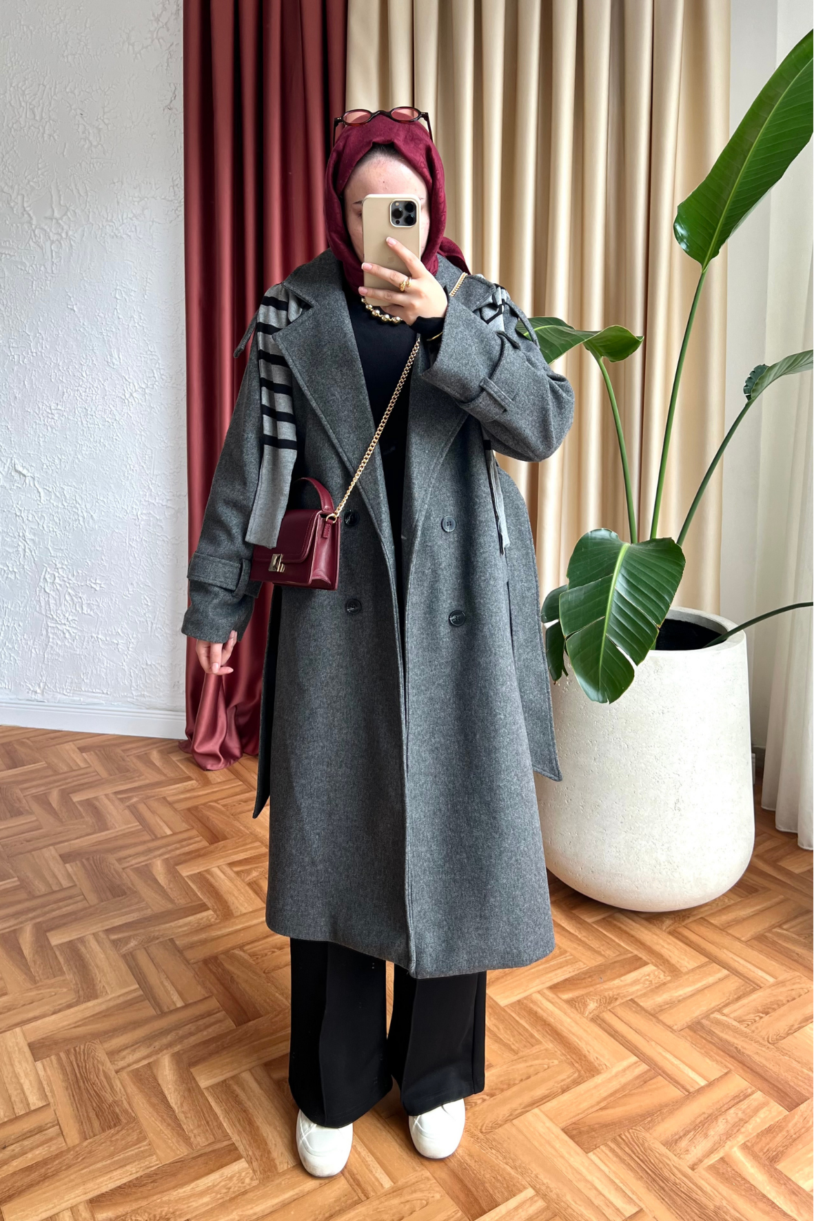 Massimo model kaşe kaban-gri - vakronline