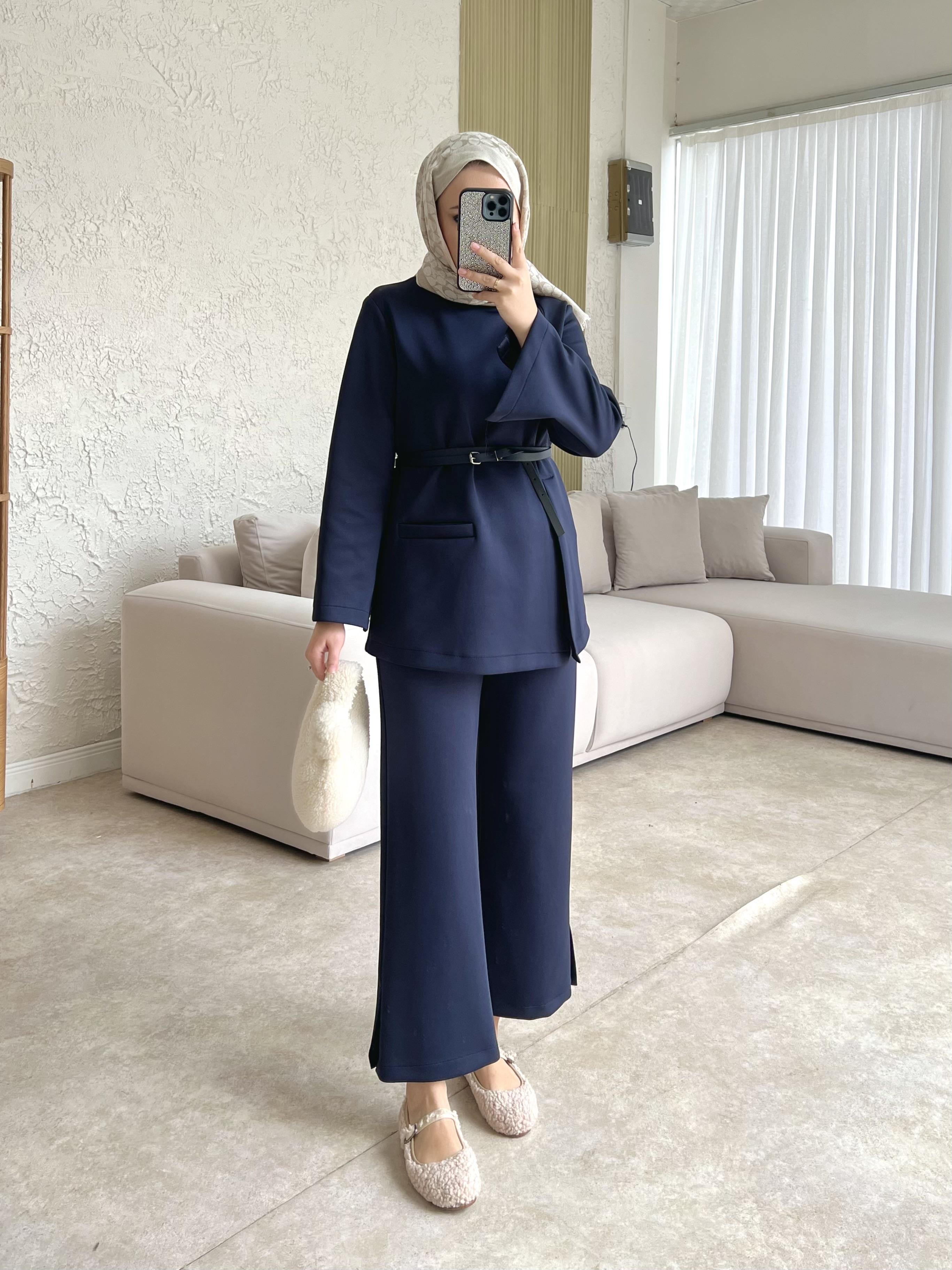 Moi scuba i̇kili takım pantolonlu-lacivert - vakronline