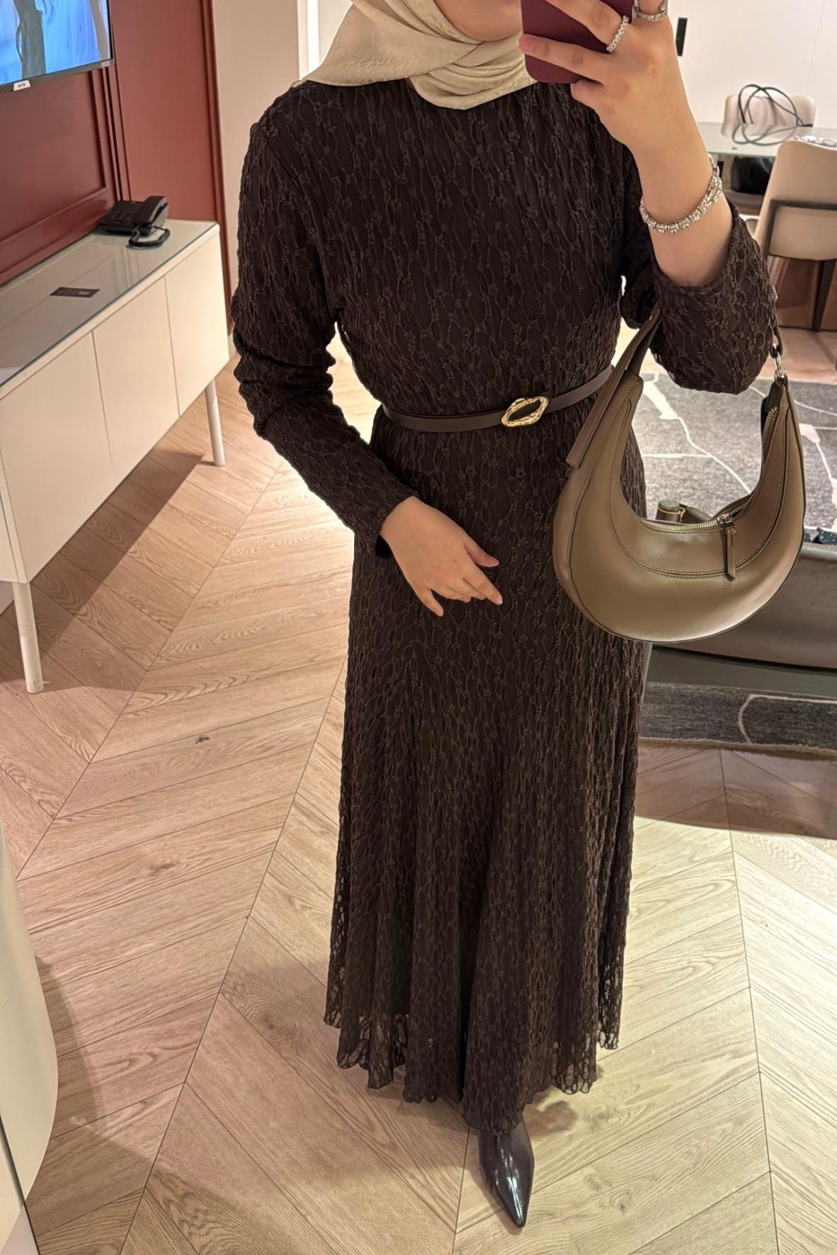 Dantelli Elbise-acı kahve