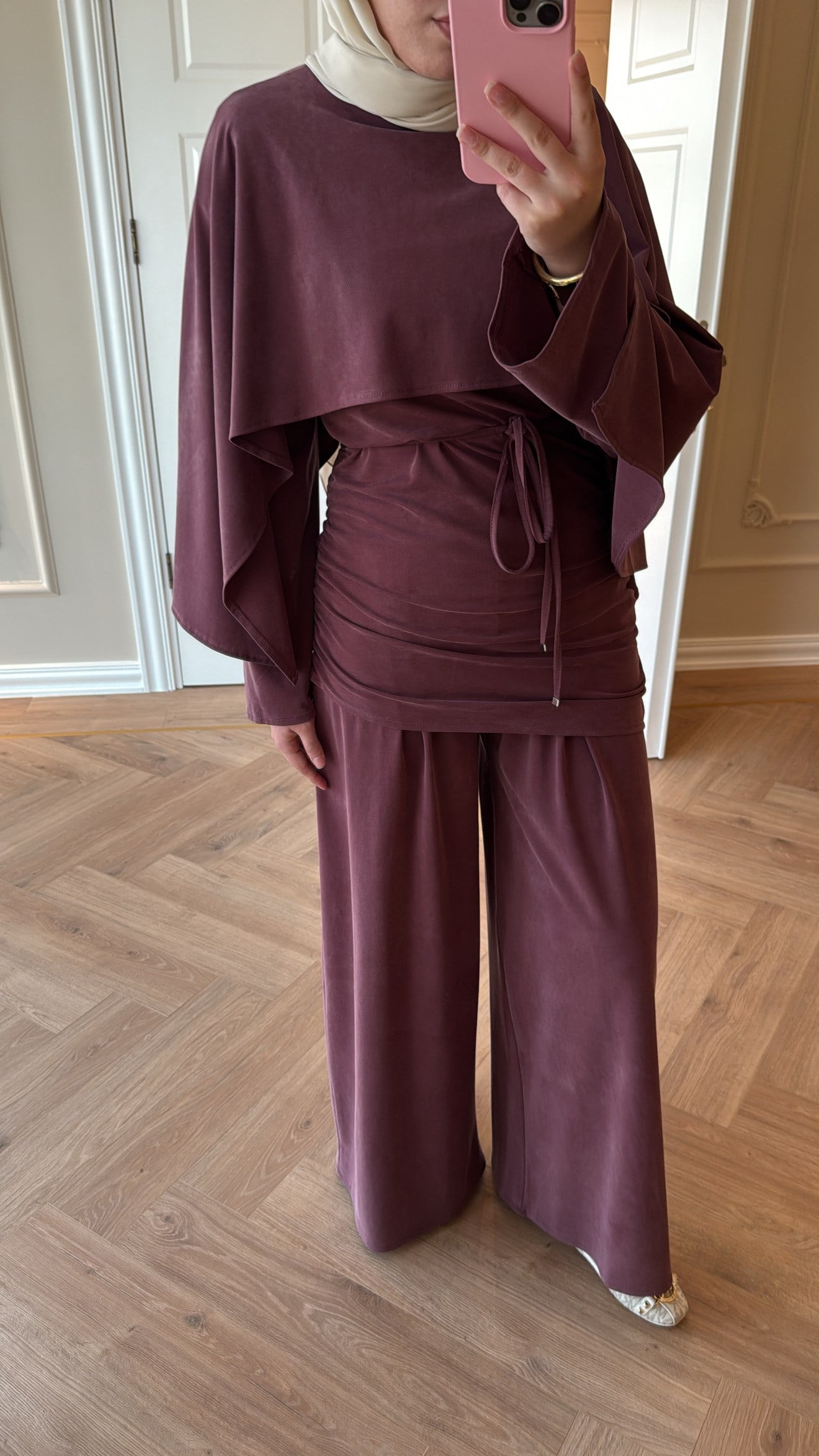 Darcy Pelerinli Pantolonlu Takım Mürdüm