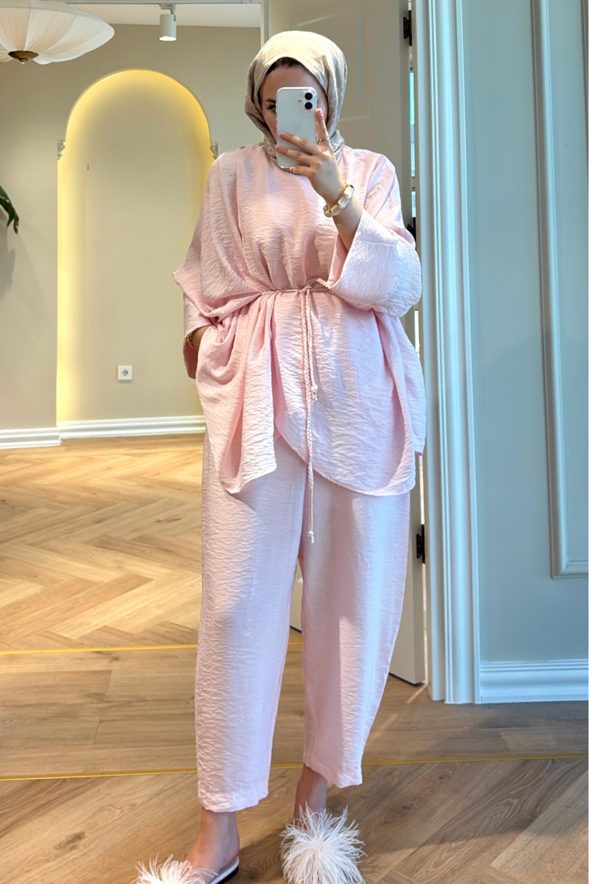 Denya Pantolonlu Takım - Pembe 
