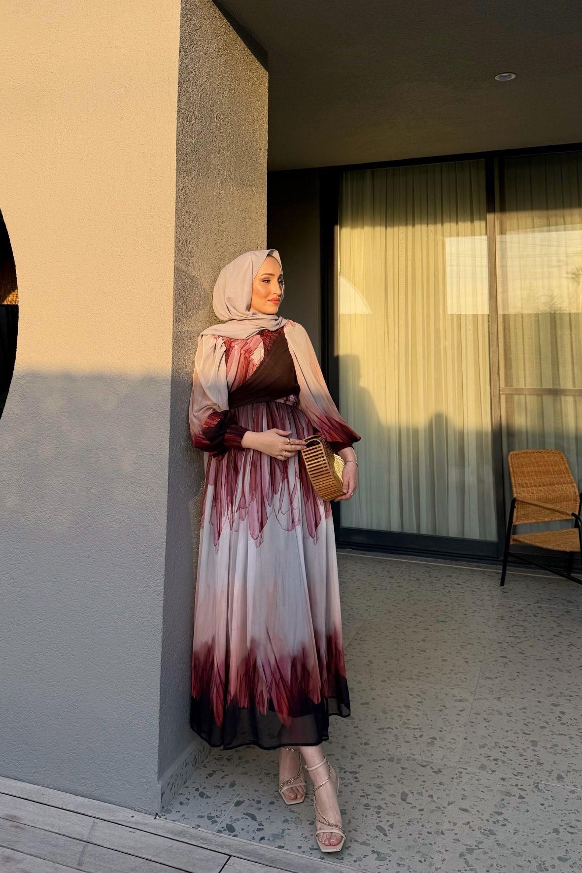 Azur elbise-bordo - vakronline