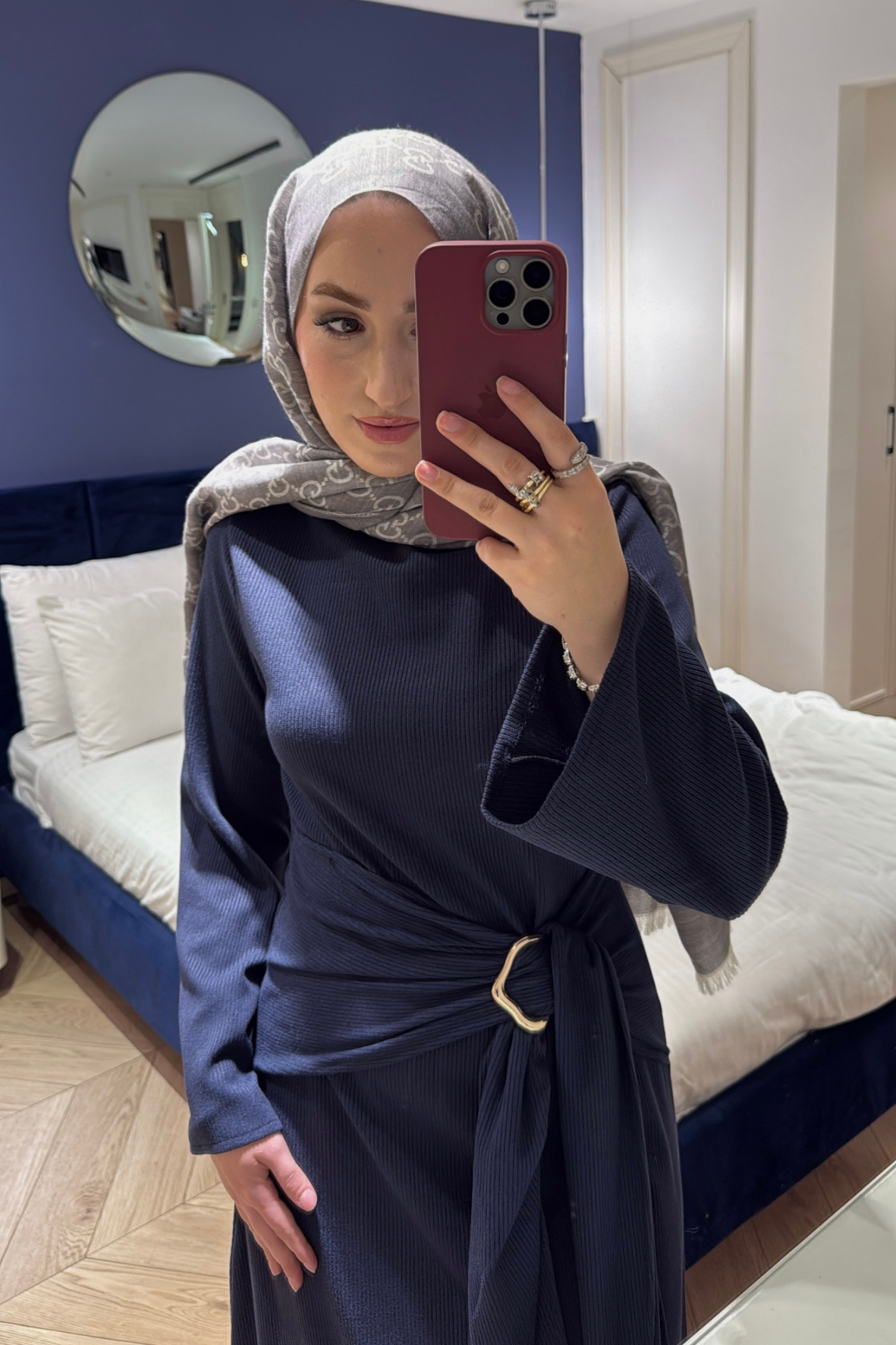 Diana Önden Bağlamalı Triko Elbise-lacivert