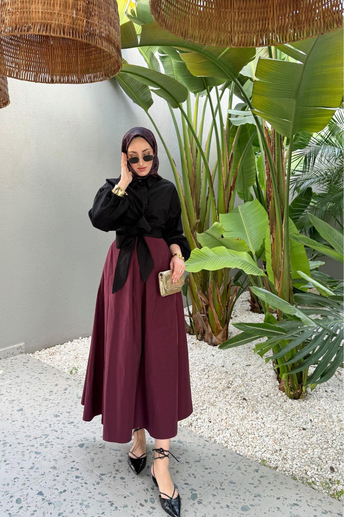 Prenses çan etek-bordo - vakronline