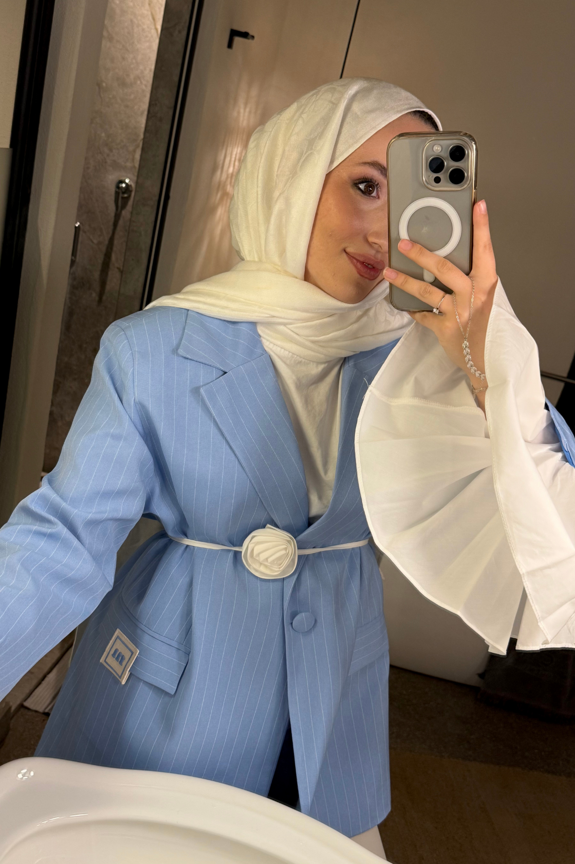 Bohema tasarım ceket-bebe mavisi - vakronline