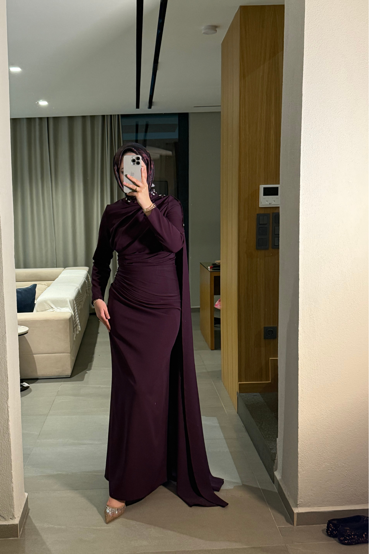 Mariana taşlı özel seri elbise  -burgonya  - Vakronline