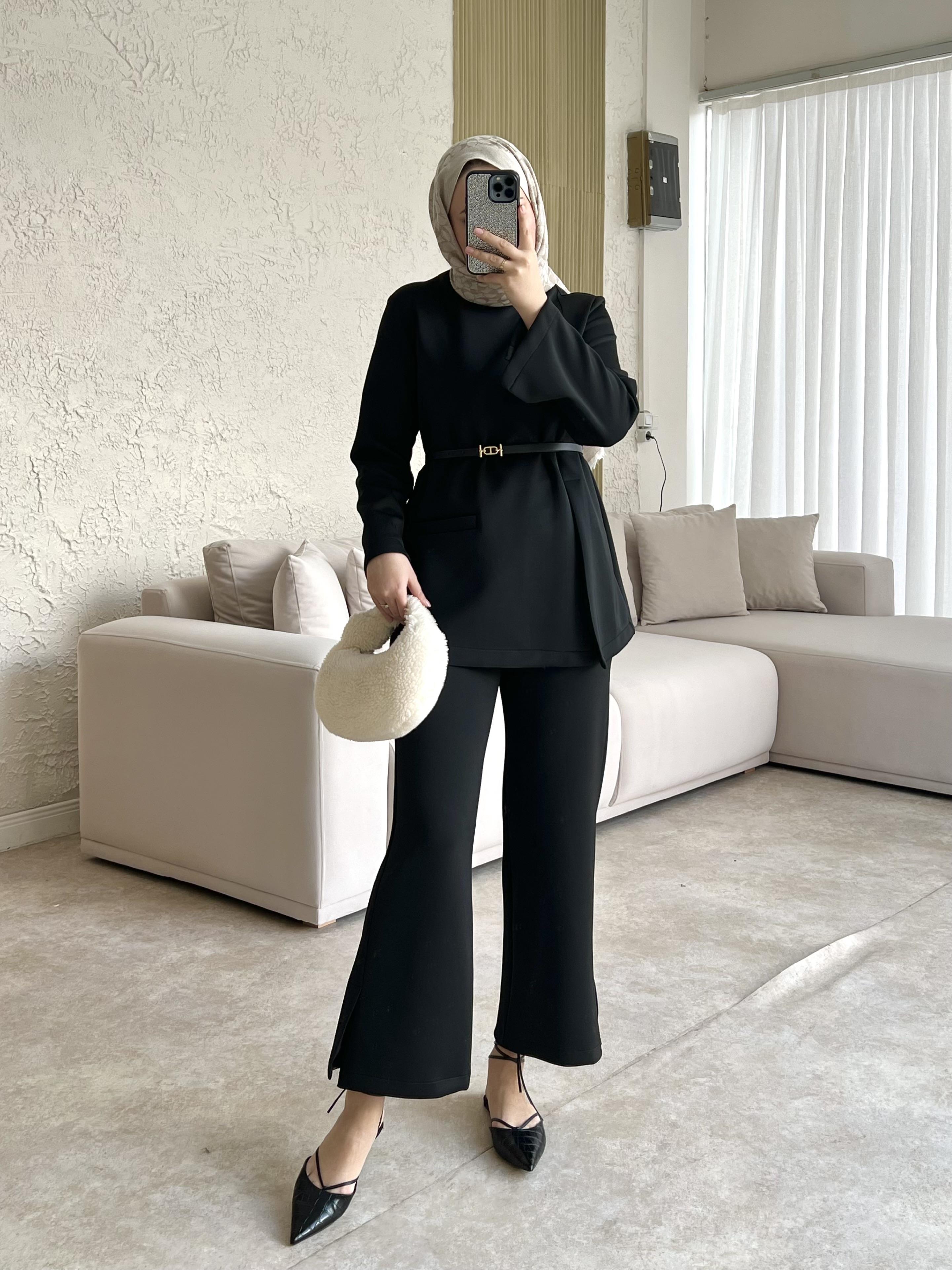 Moi scuba i̇kili takım pantolonlu-siyah - vakronline