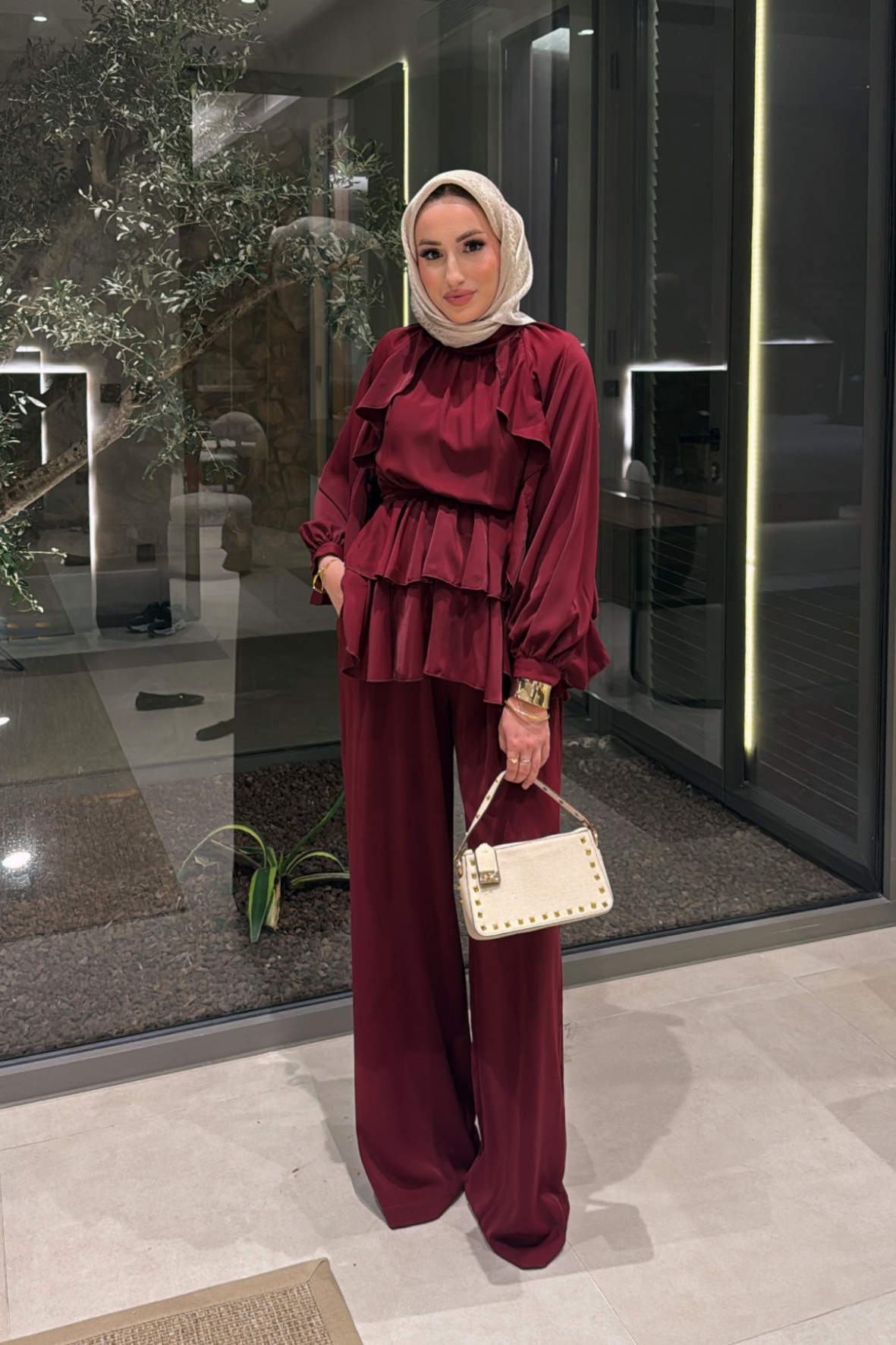 Emma Pantolonlu Takım - Bordo