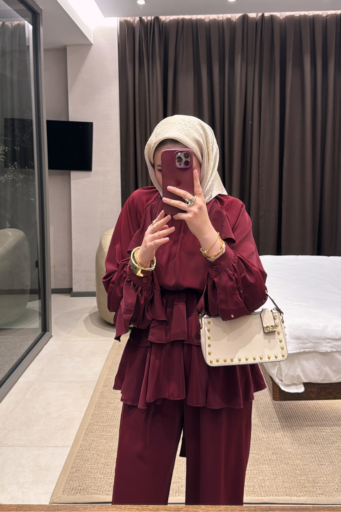 Emma Pantolonlu Takım - Bordo