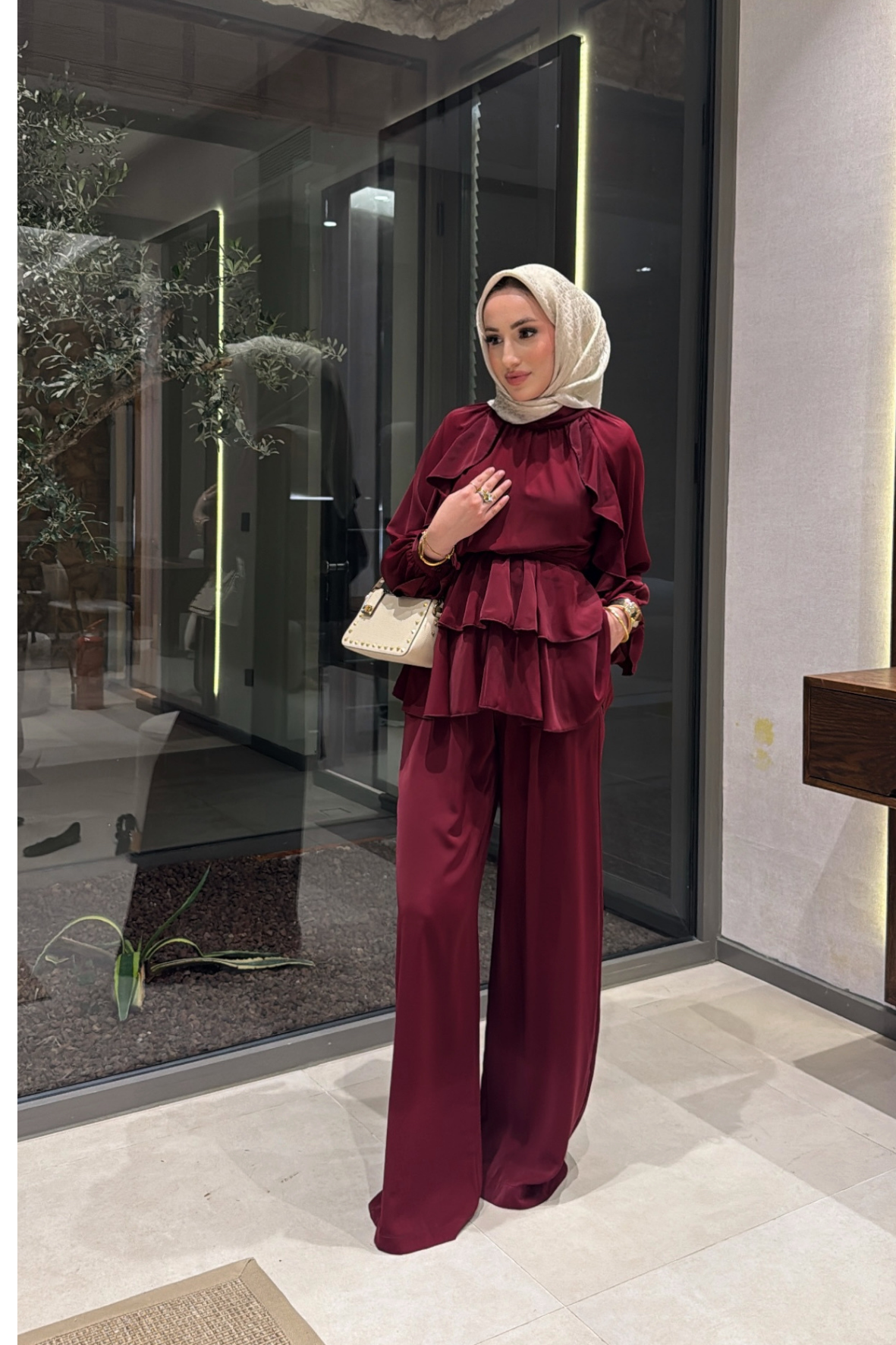 Emma Pantolonlu Takım - Bordo