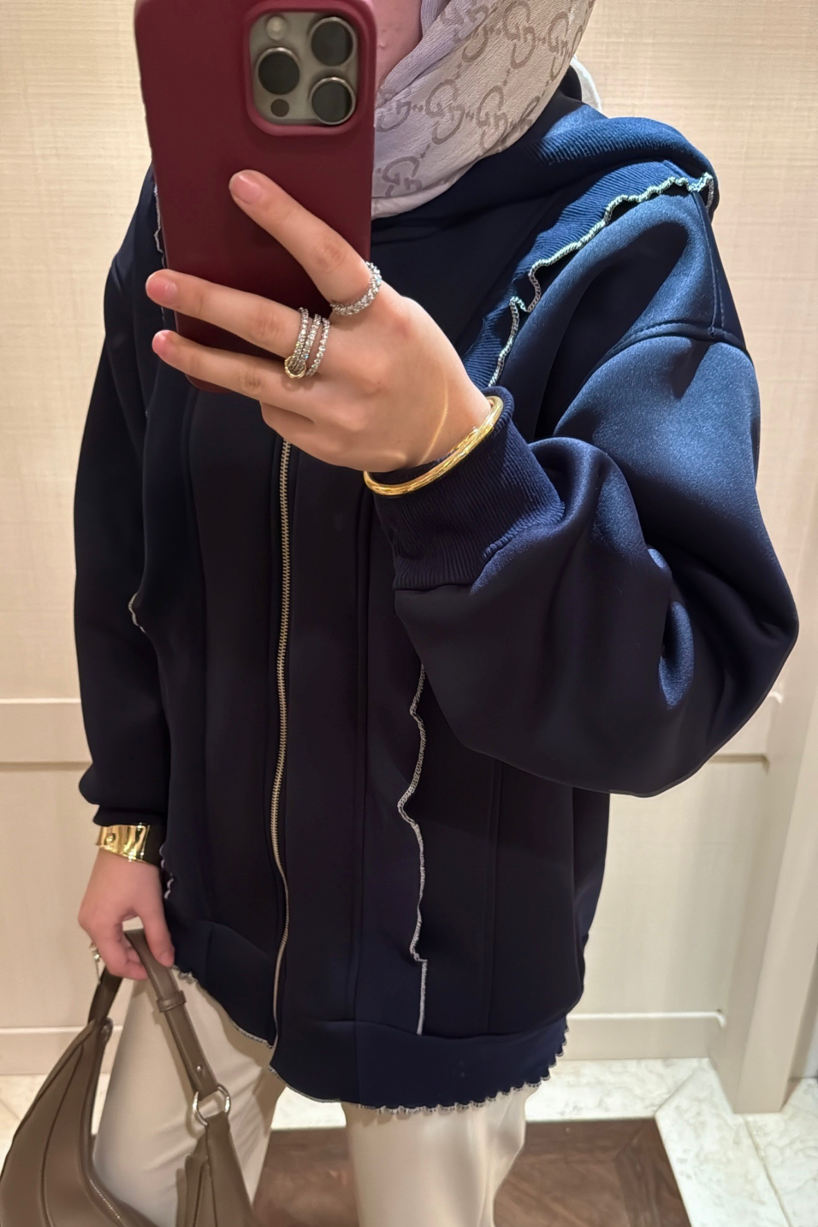 Fermuarlı Puf Sweatshirt Lacivert