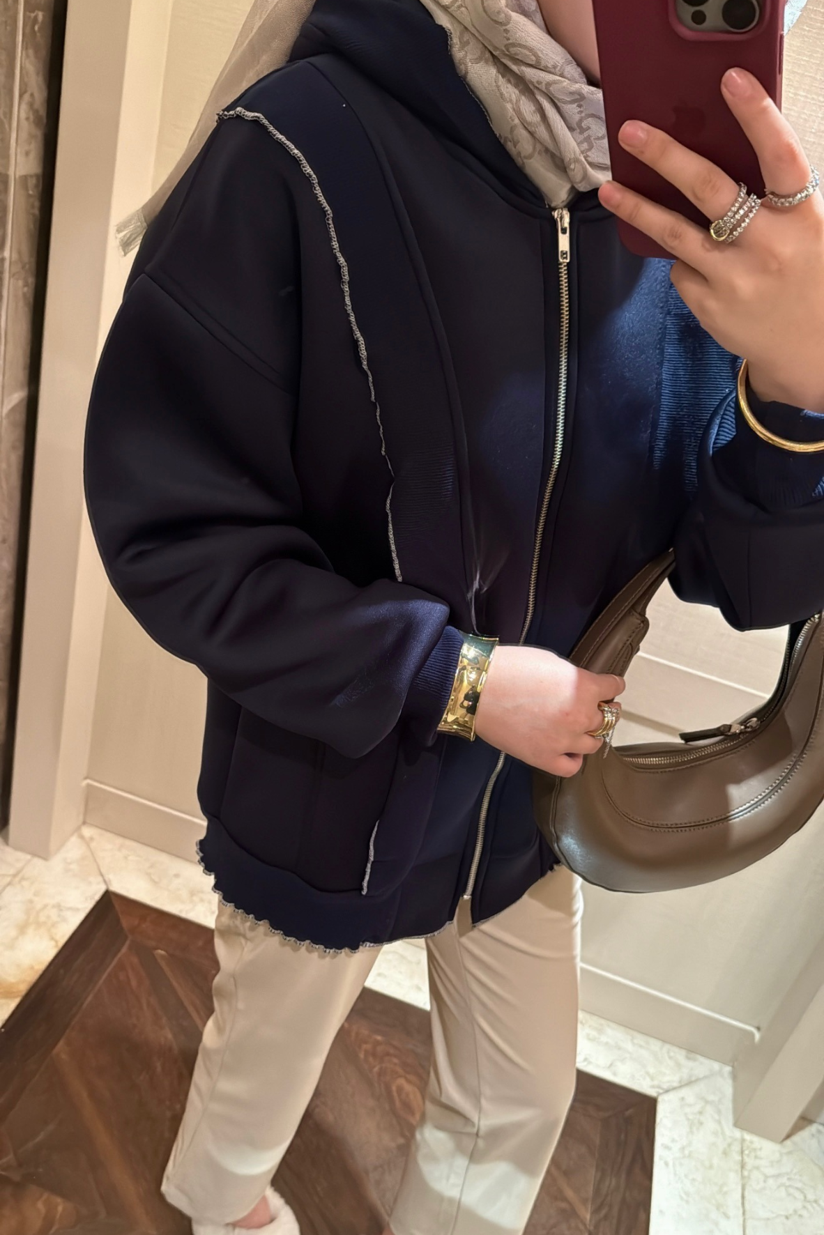 Fermuarlı Puf Sweatshirt Lacivert