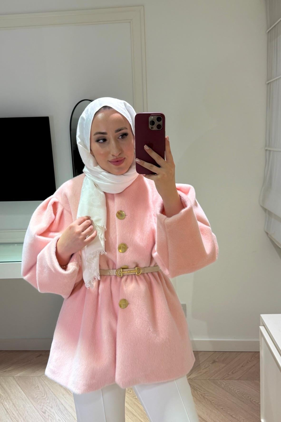 Gold fox Beli lastikli ceket-pembe