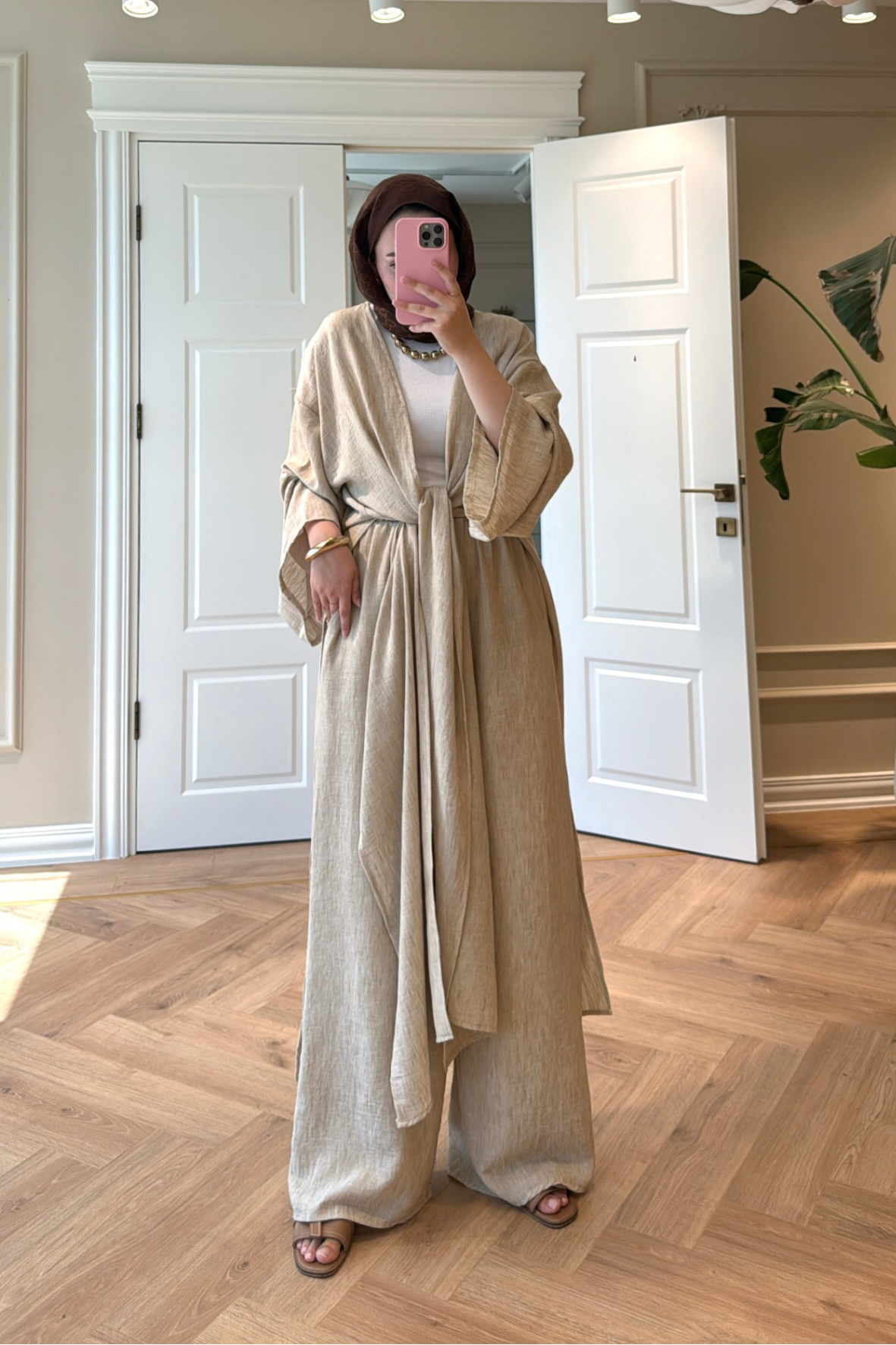 Keten Kimono Takım - Taş