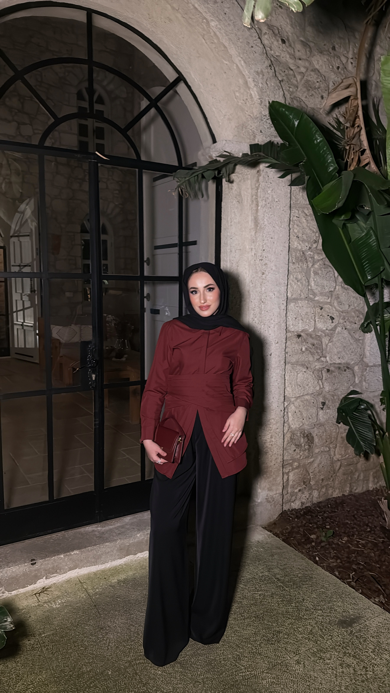 Korse Detaylı Tasarım Gömlek - Bordo