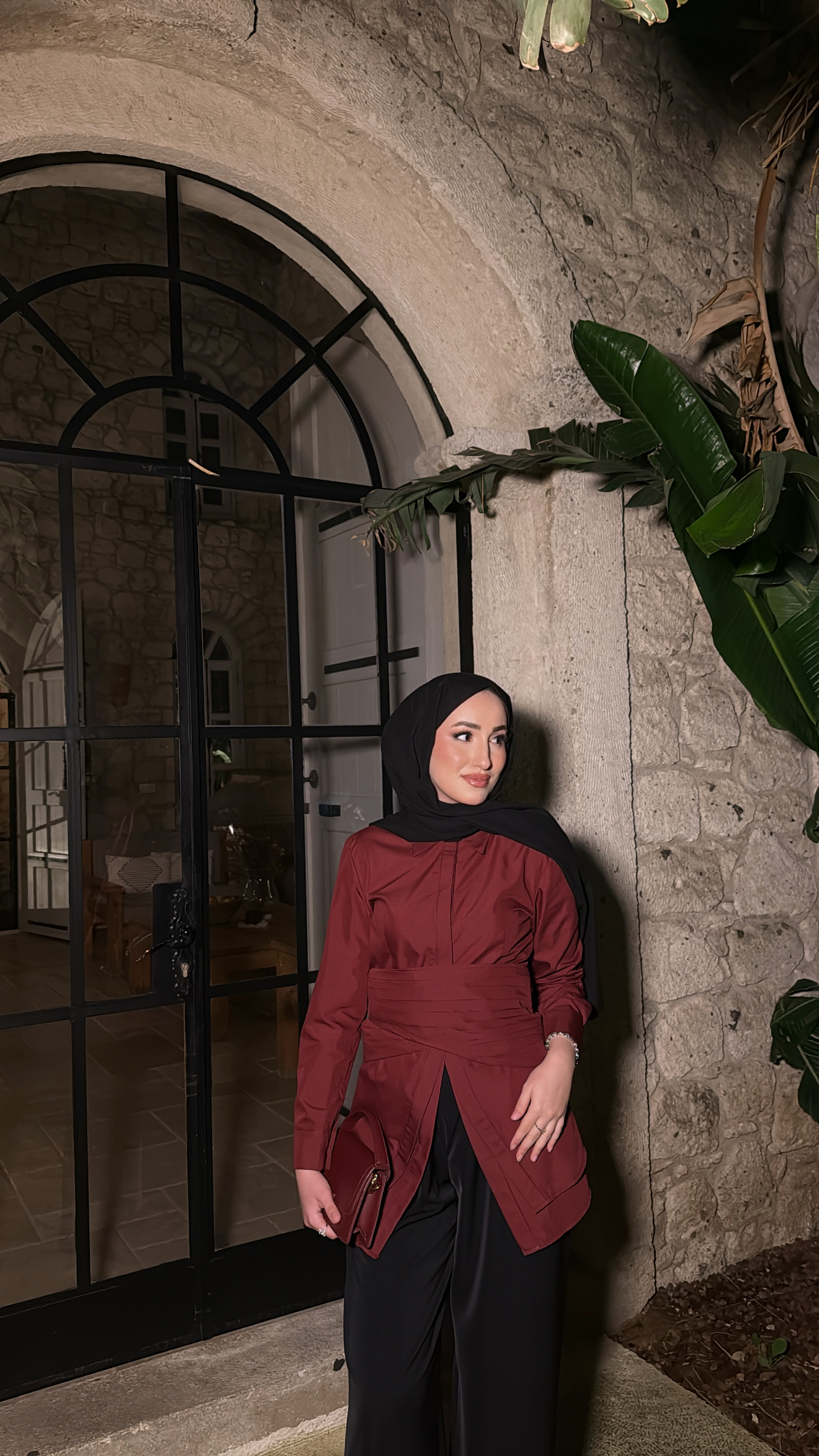 Korse Detaylı Tasarım Gömlek - Bordo