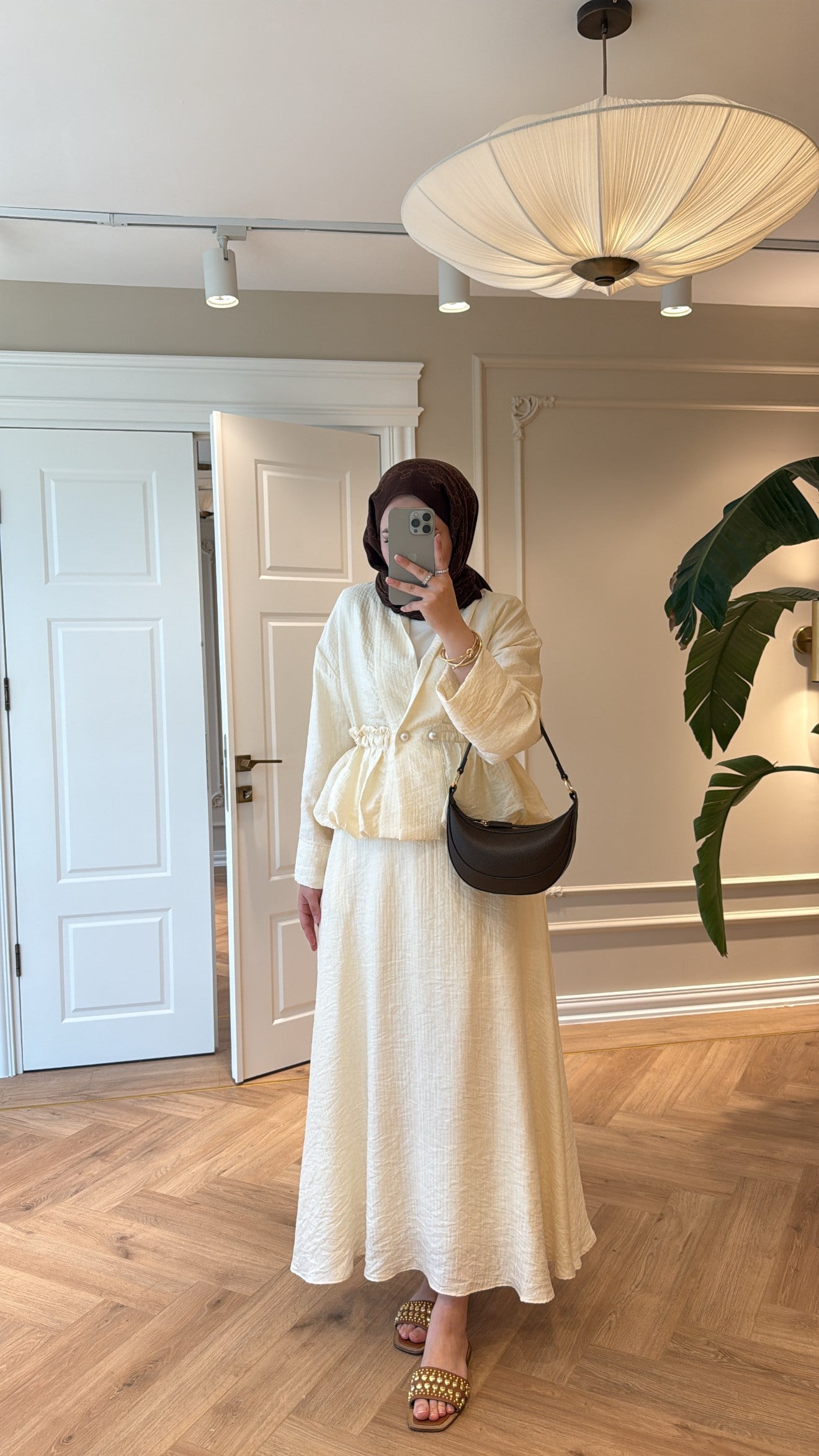 Layla Büzgülü Tencel Takım Soft Ekru