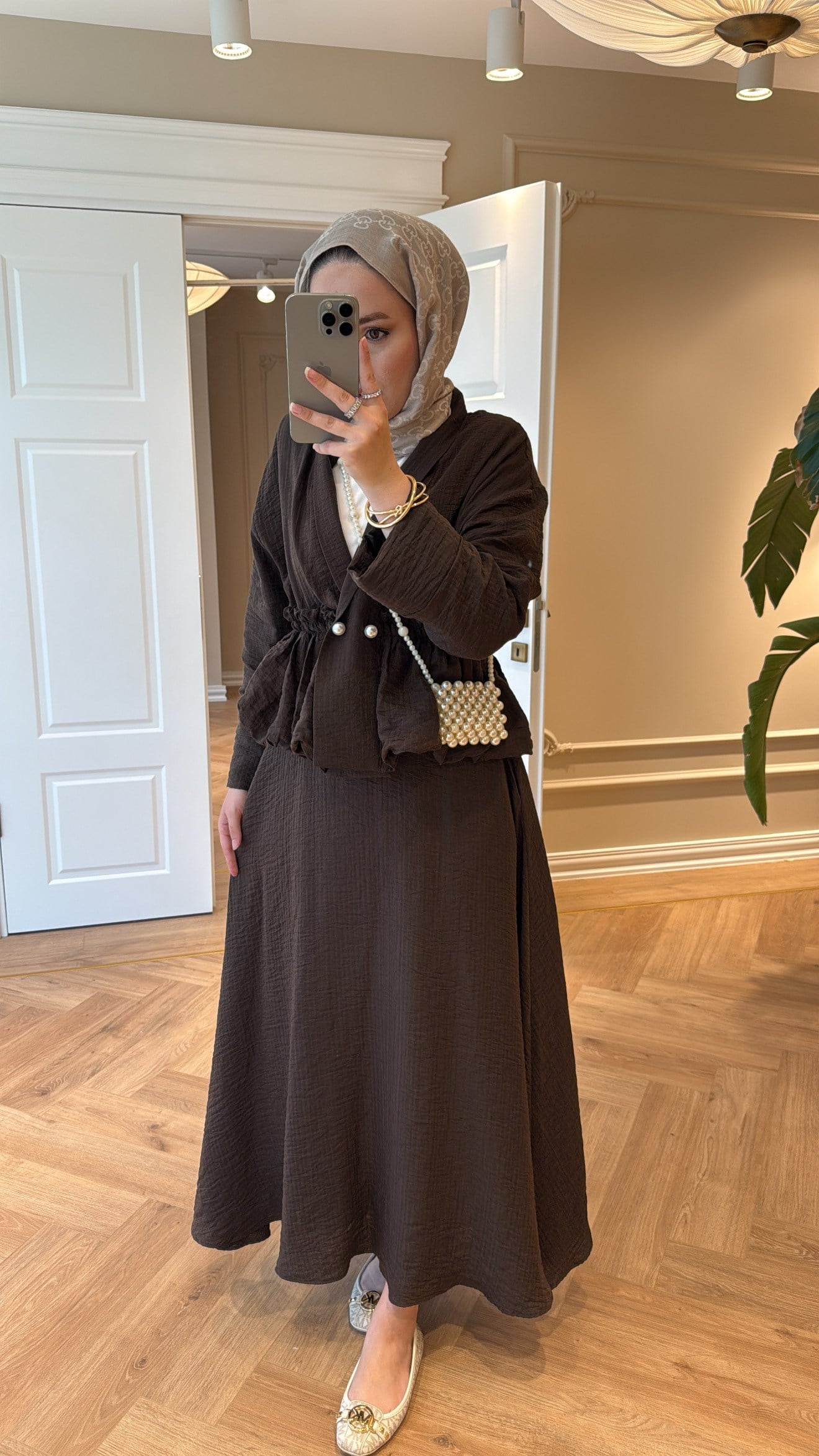Layla Büzgülü Tencel Takım Soft Kahve