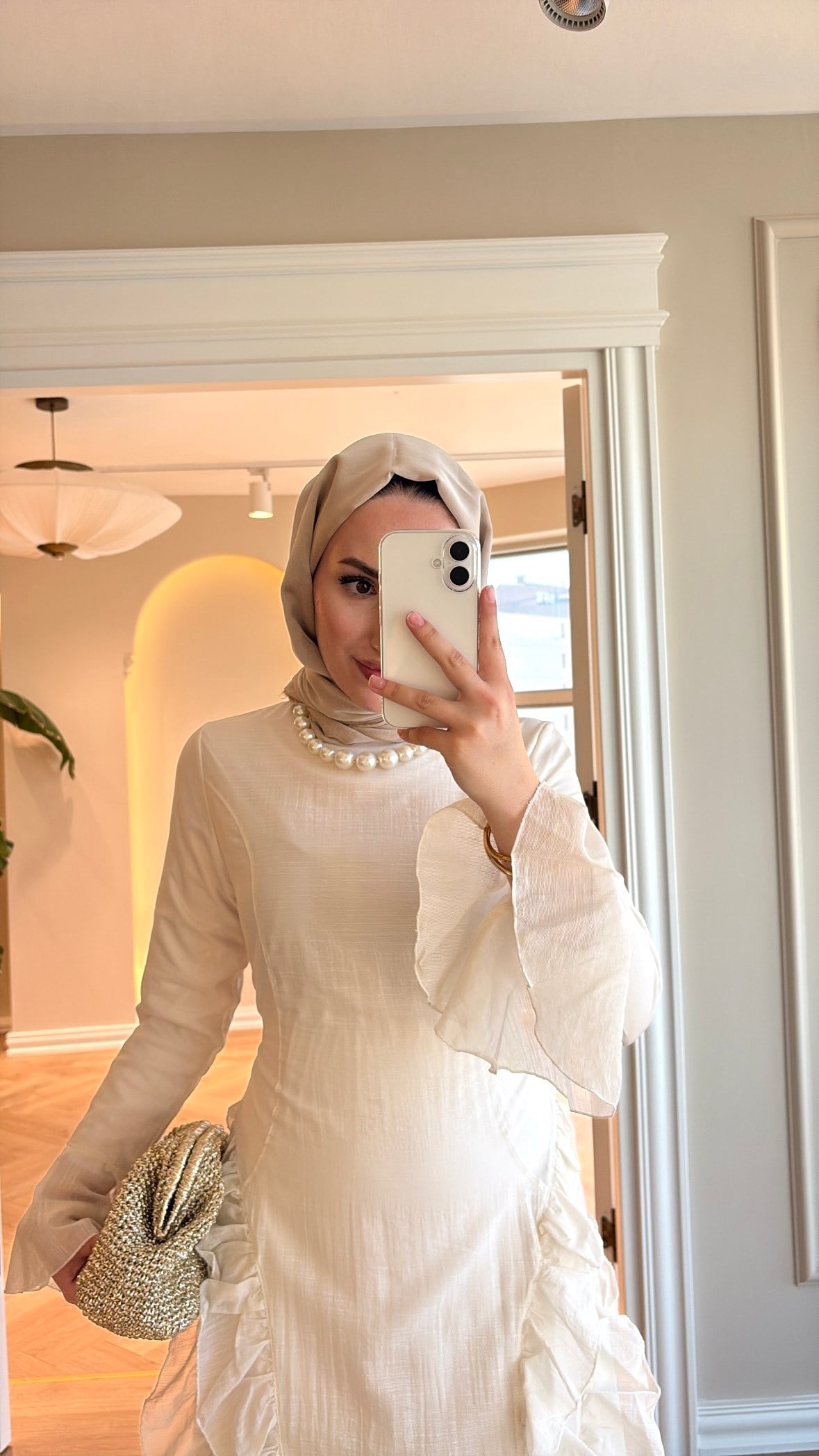 Lera Fırfır Detaylı Elbise - Ekru