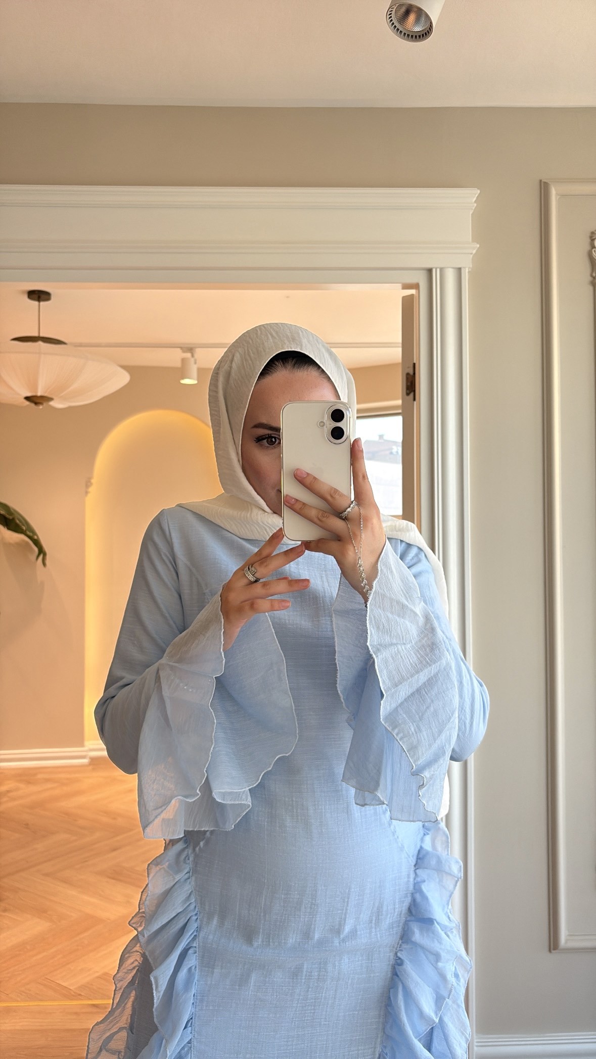 Lera Fırfır Detaylı Elbise - Mavi