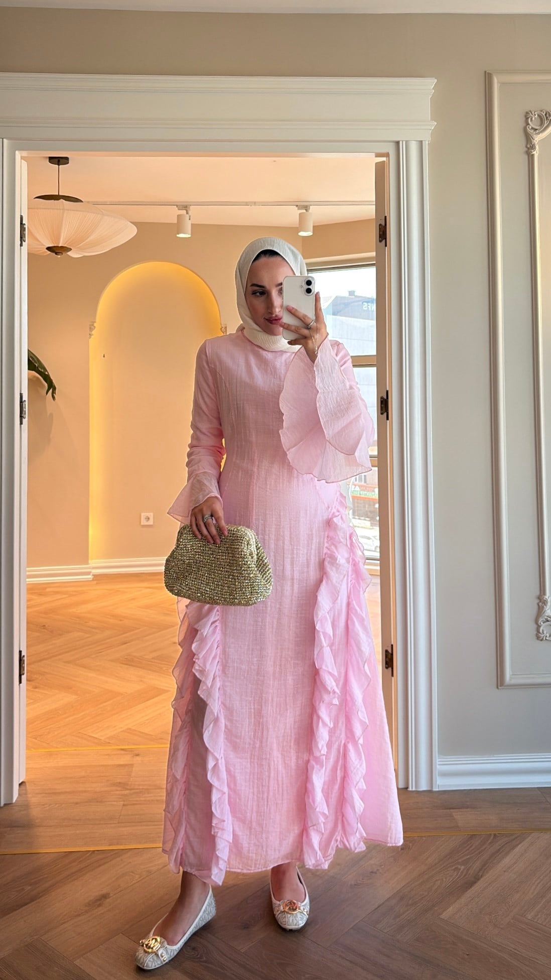 Lera Fırfır Detaylı Elbise - Pembe