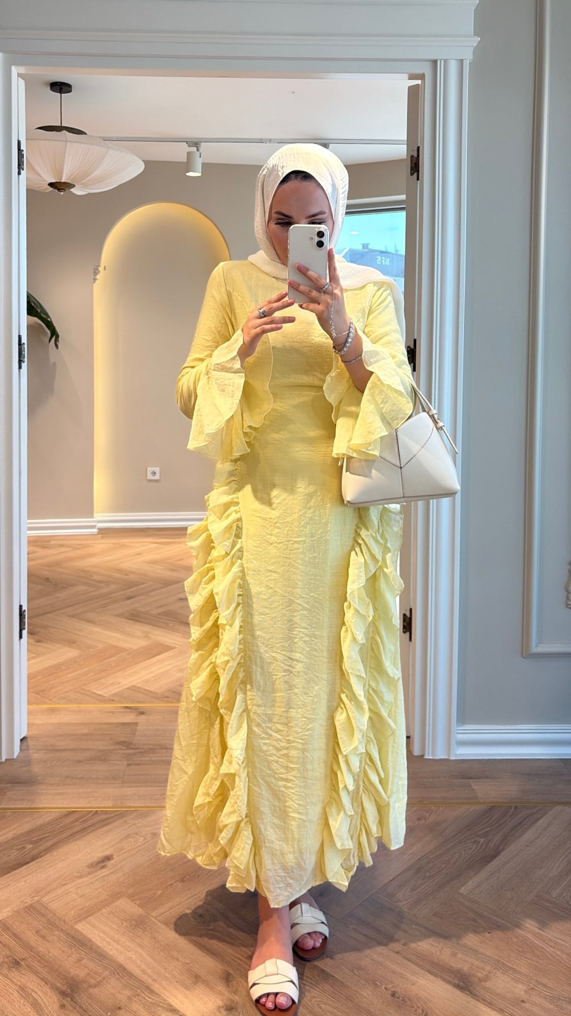 Lera Fırfır Detaylı Elbise - Sarı