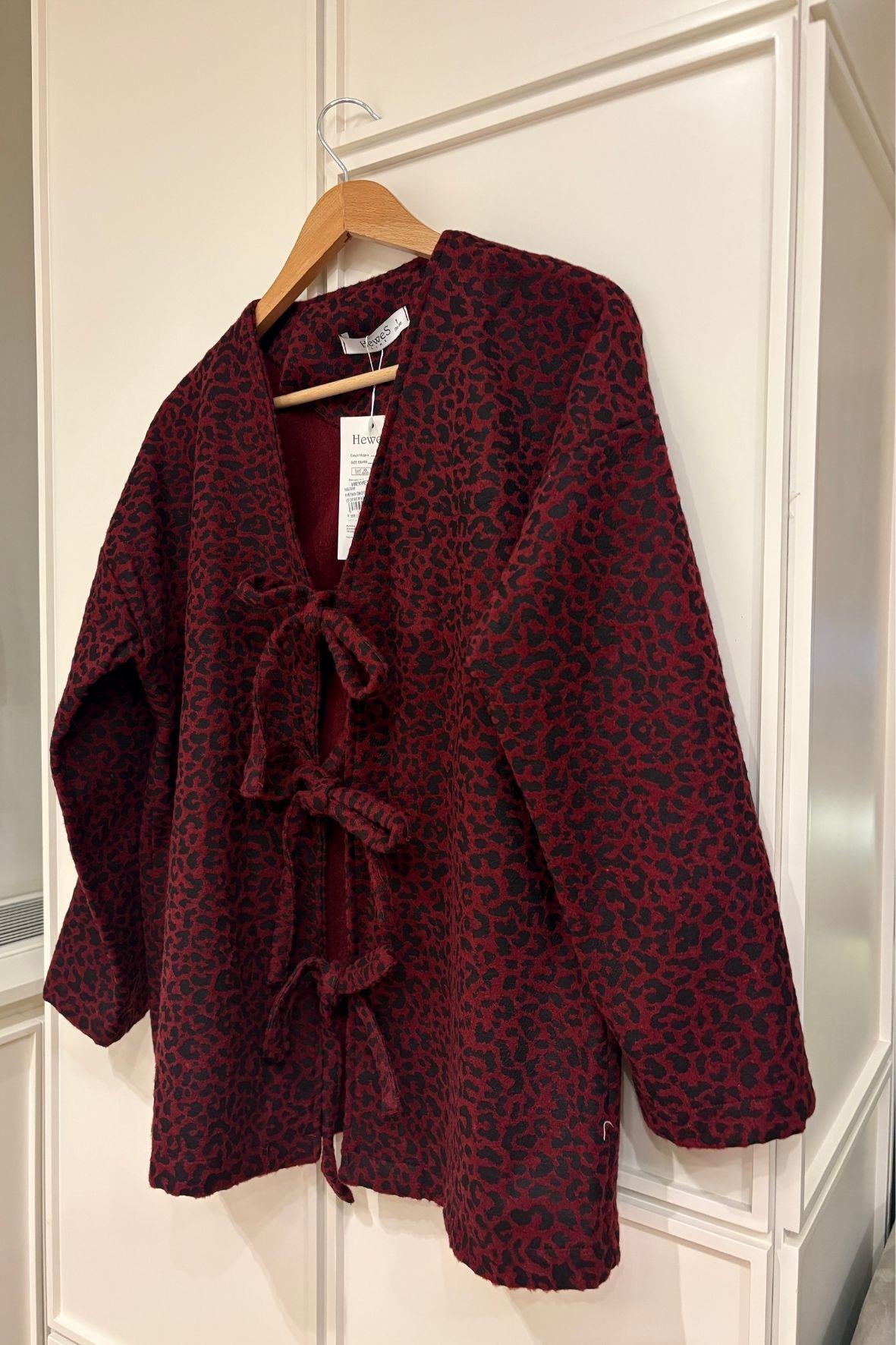 Lıze Leopar Ceket-Bordo