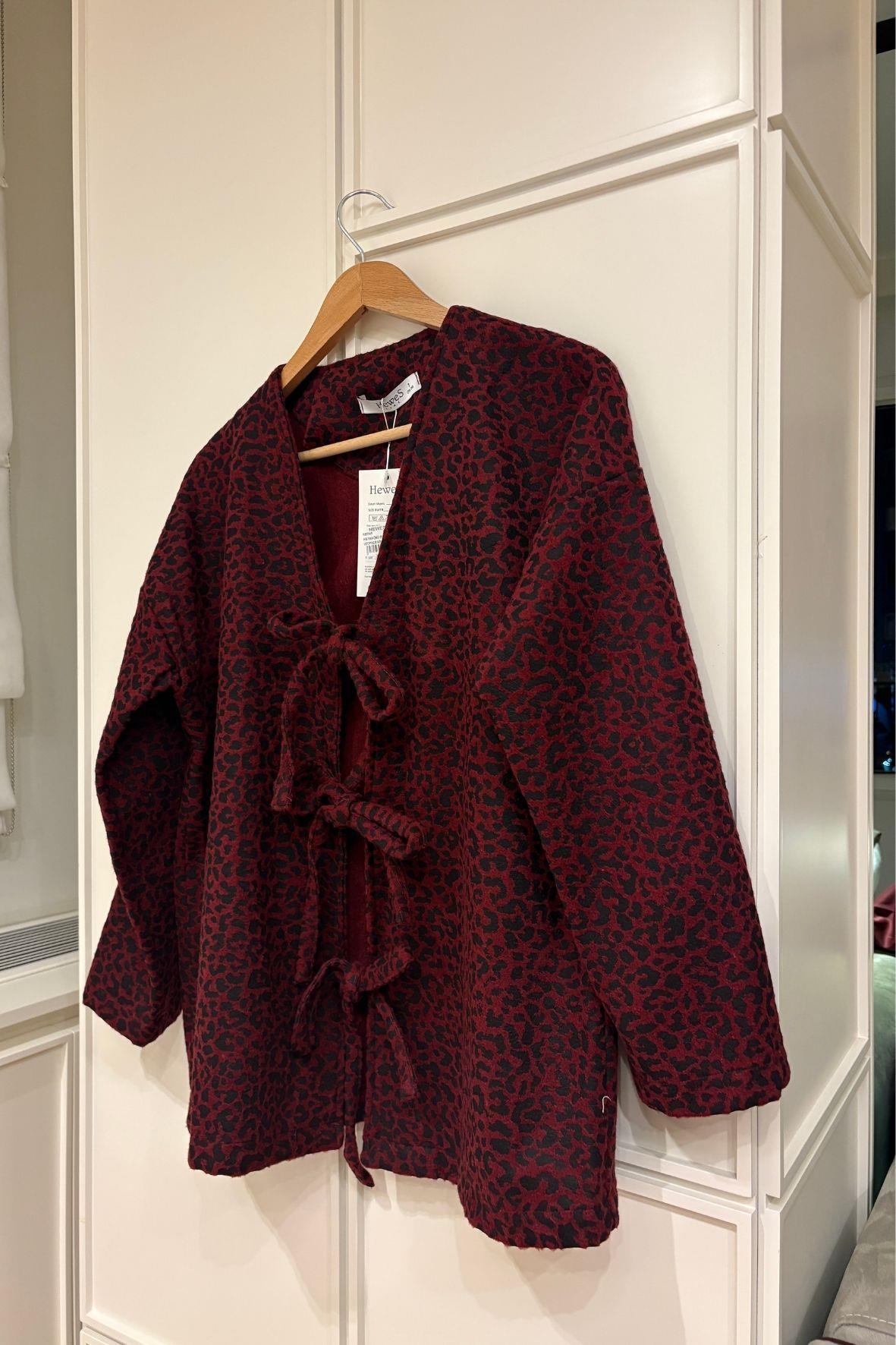 Lıze Leopar Ceket-Bordo