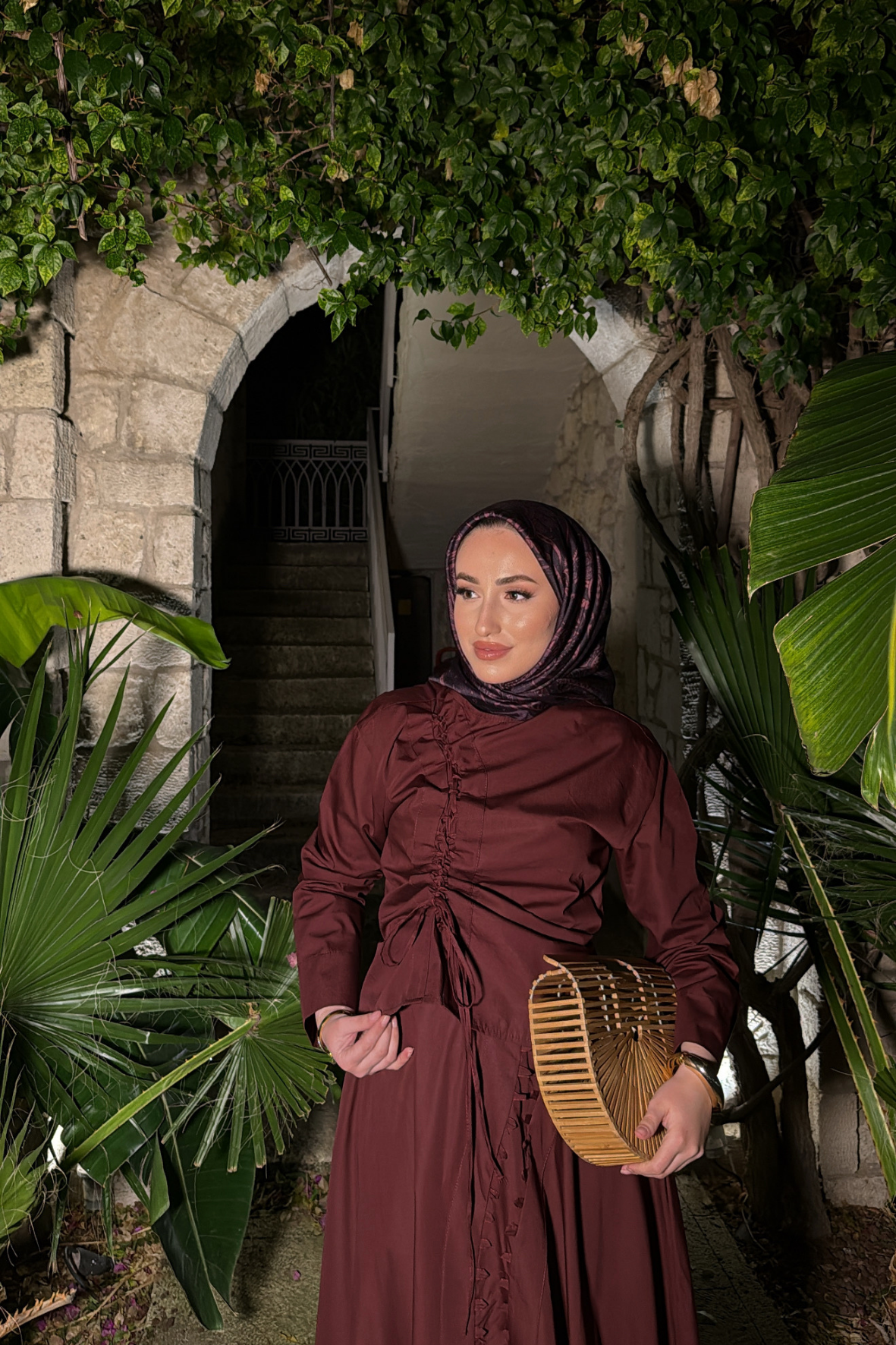 Meva Kurdele Detaylı Premium Poplin Takım - Bordo  