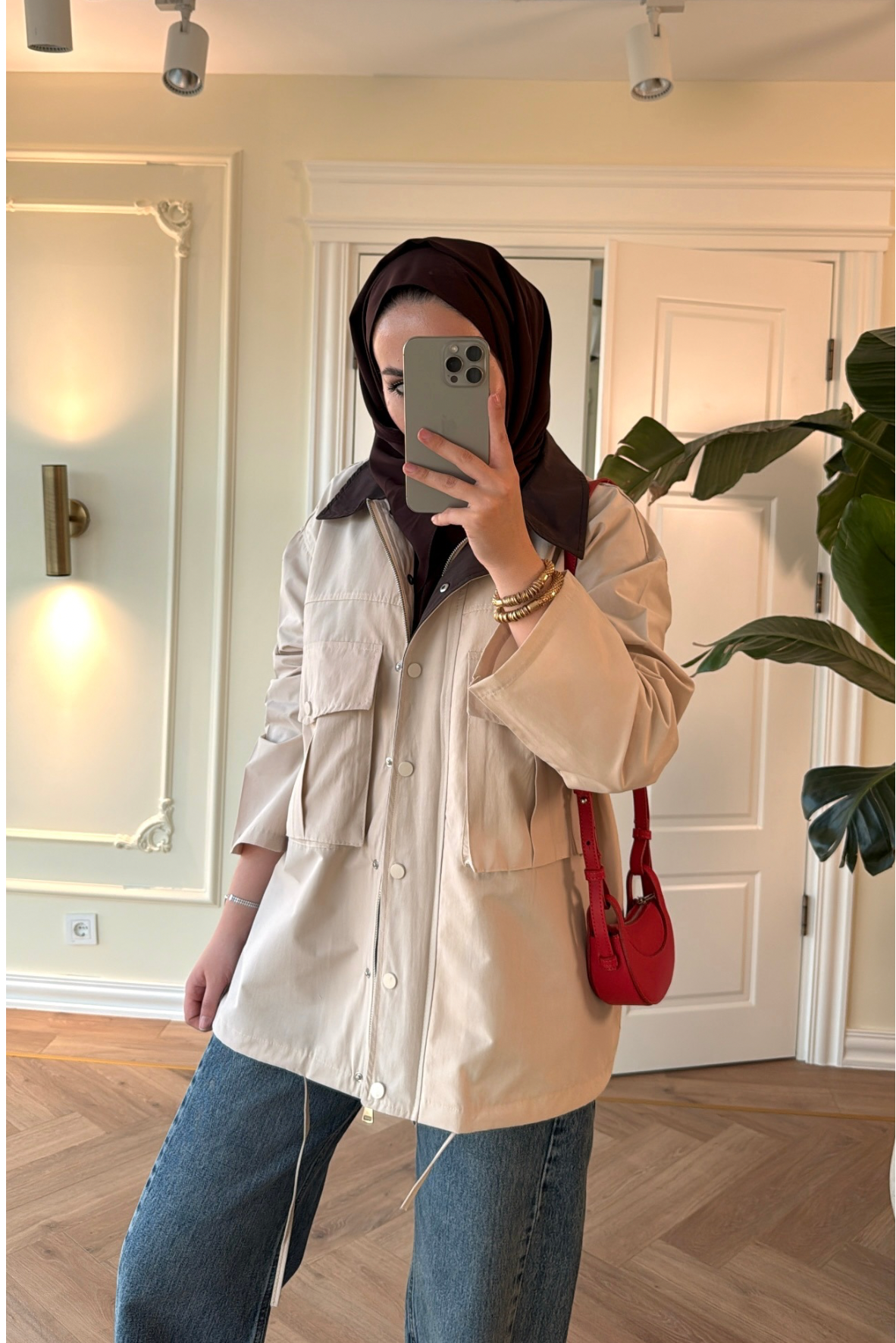 Mng Kontrast Yakalı Premium Oversize Ceket-Bej