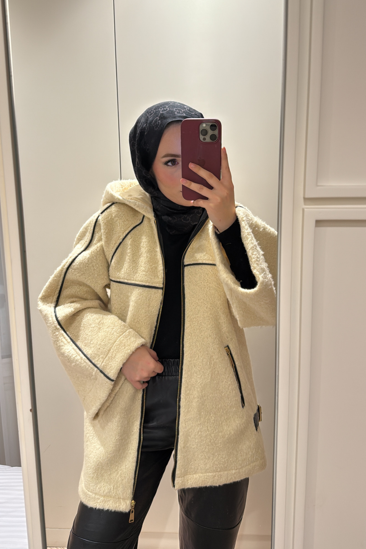 Nice Deri Biyeli Mont-Taş