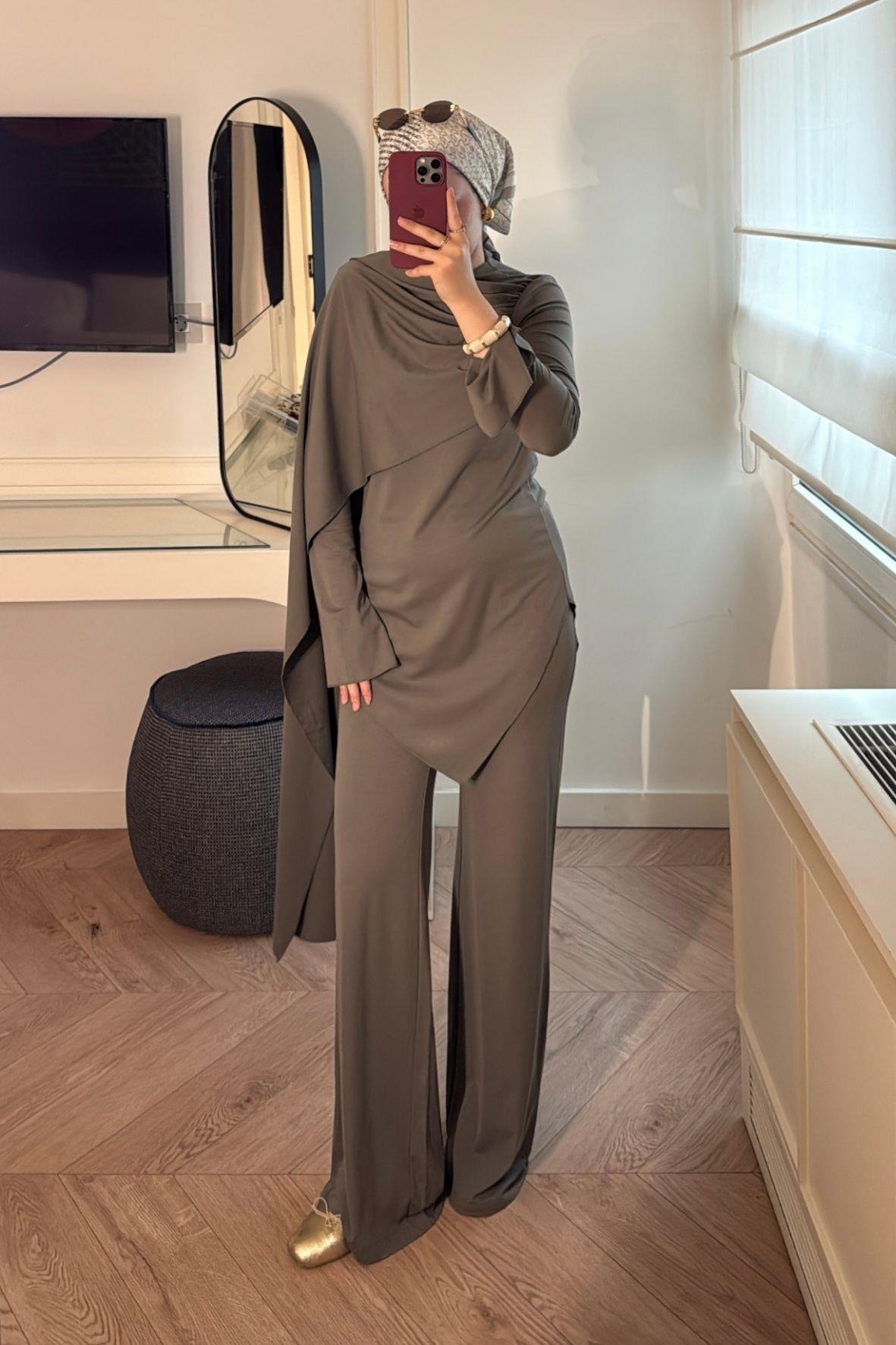 Oysho Pelerin Detaylı Takım-Haki-2341