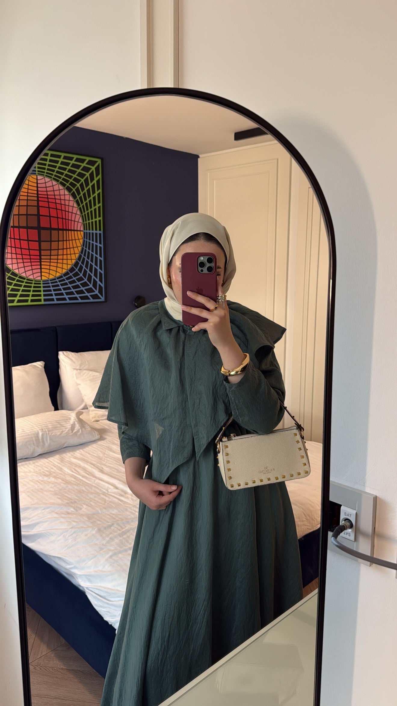 Yumi Pelerinli Vual Elbise - Petrol