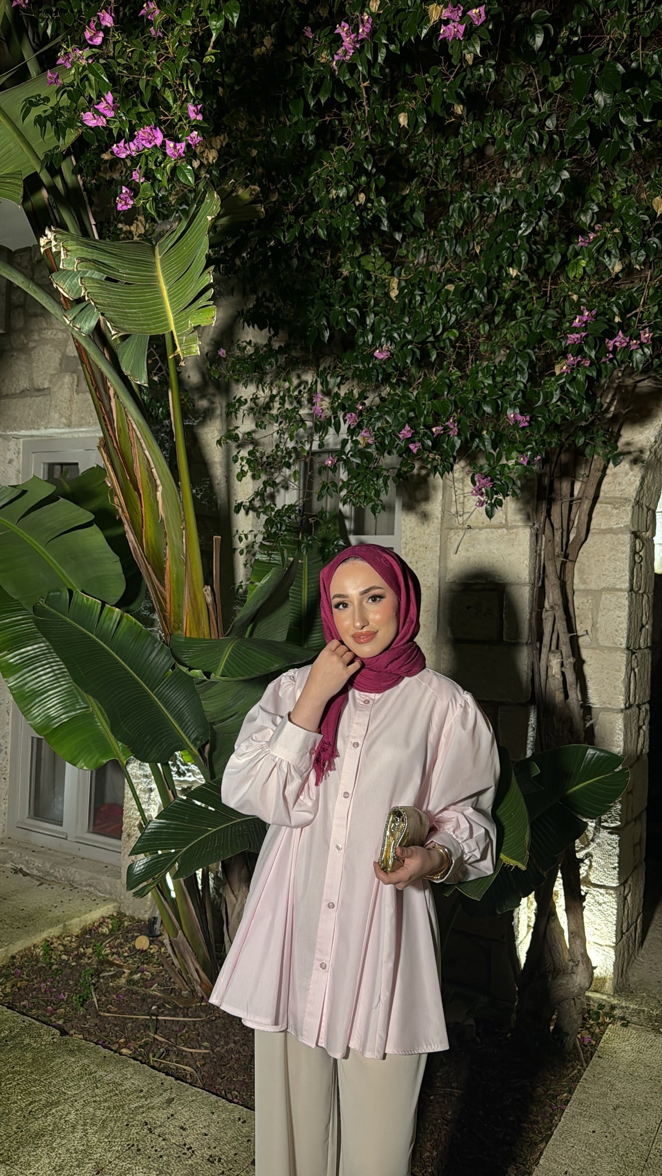 Pile Detaylı Tasarım Balon Kol Gömlek - Pembe