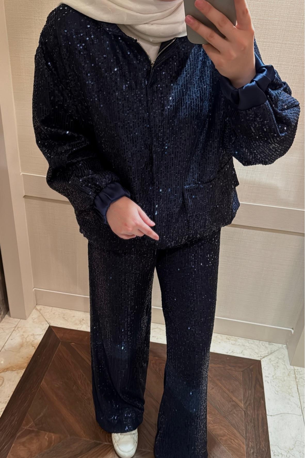 Pullu Gloria Bomber Ceket Lacivert 