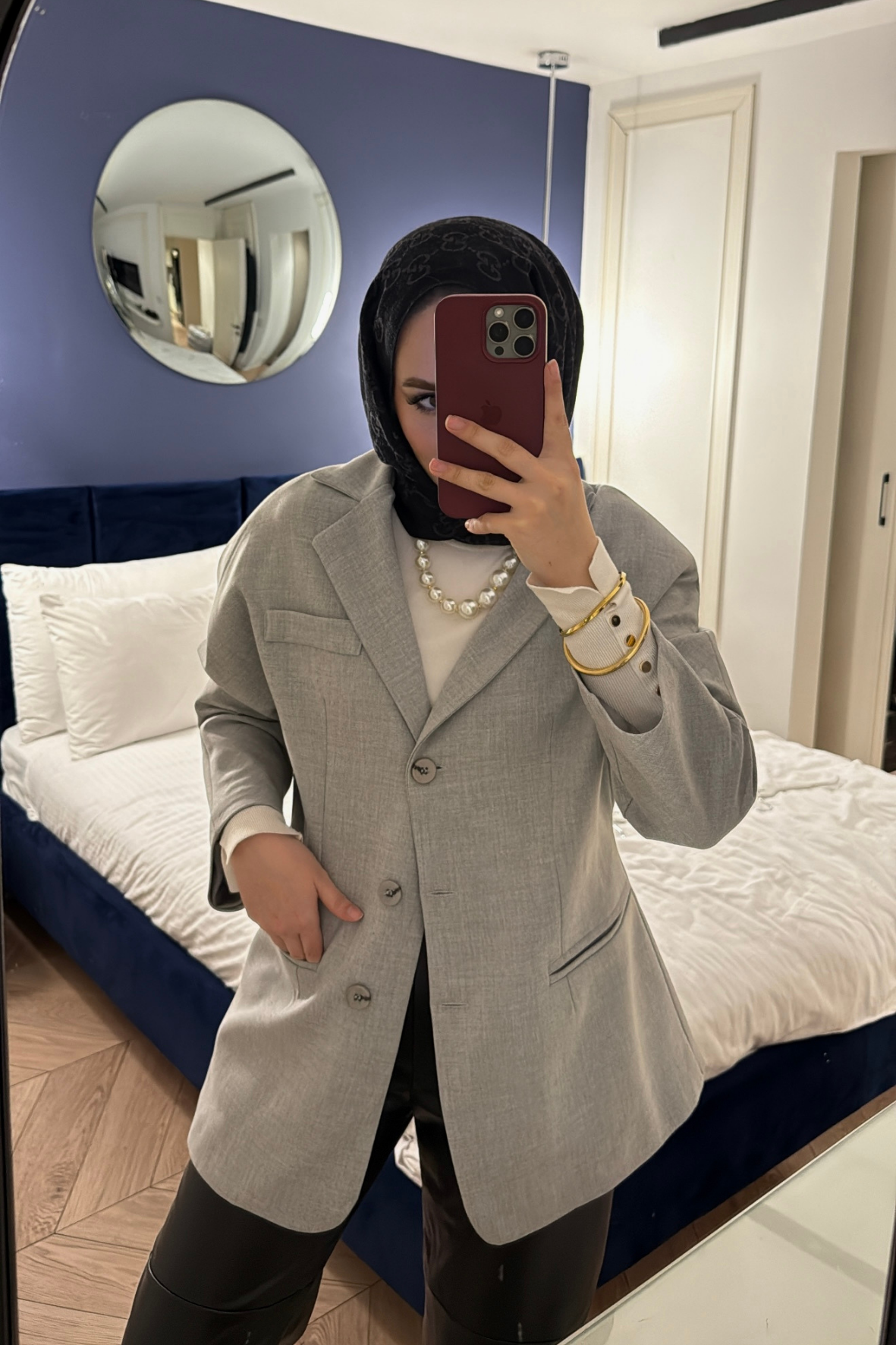 Reyna Viskon Ceket-Açık Gri